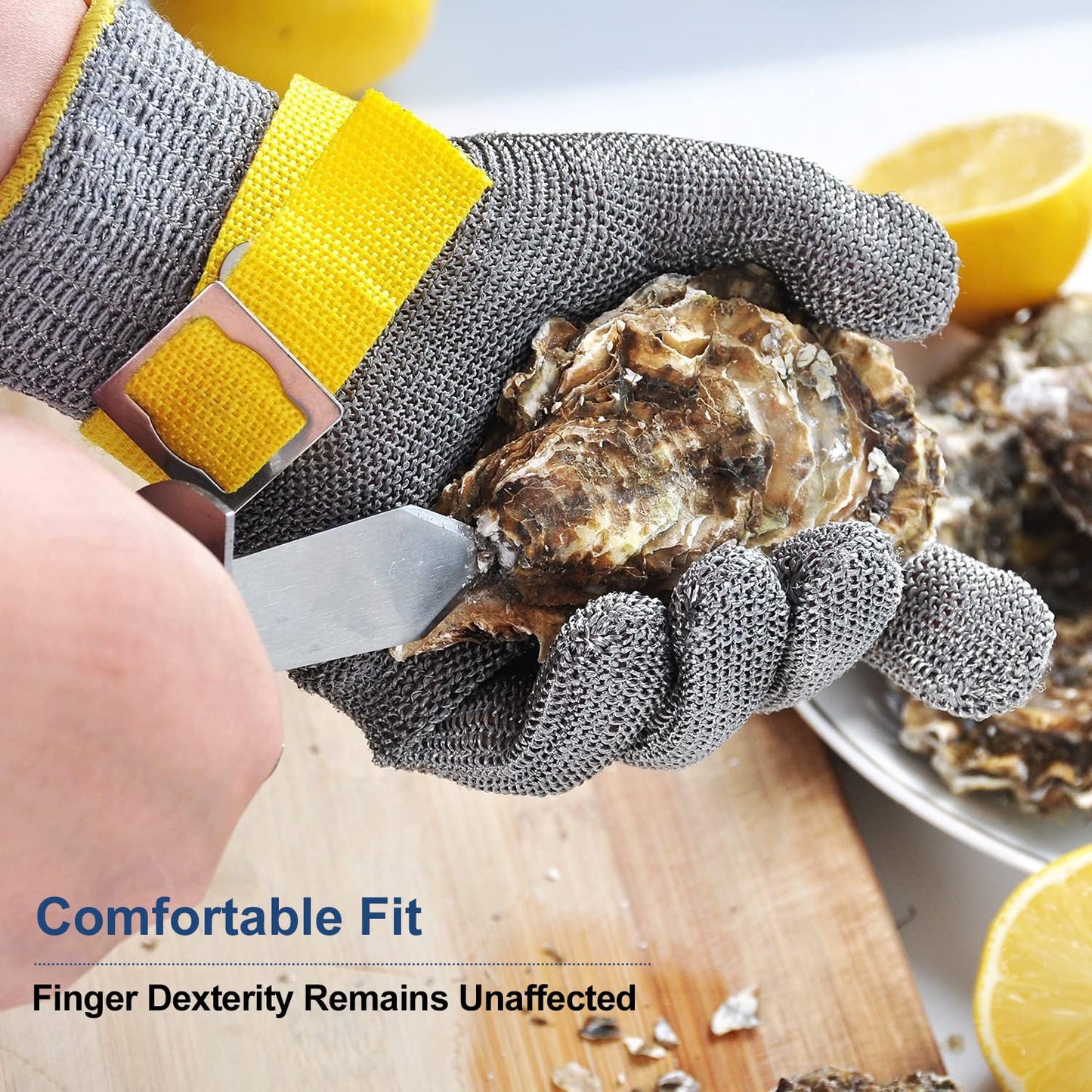 Dowellife Level 9 Cut Resistant Glove - Stainless Steel Mesh Metal Glove for Butcher, Meat Cutting, Oyster Shucking, Kitchen Mandoline, Chef Slicing, Fish Fillet (X-Large)