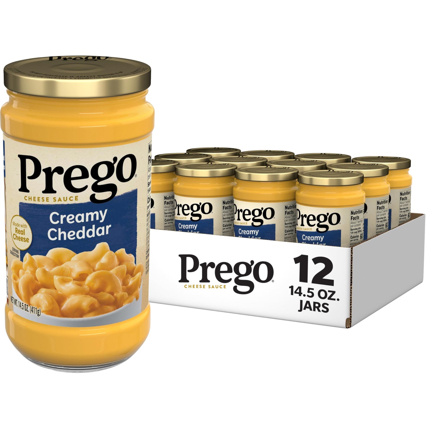Prego Alfredo Pasta Sauce with Roasted Garlic and Parmesan Cheese, 14.5 oz Jar
