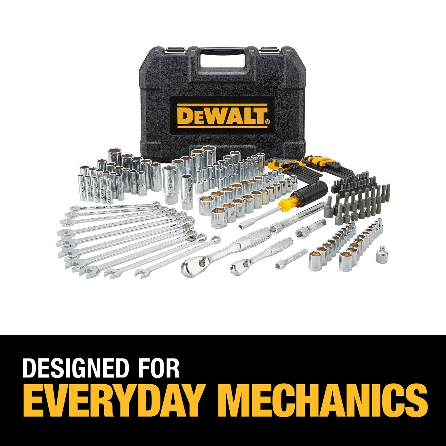 DEWALT Mechanics Tool Set, 1/4" & 3/8" & 1/2" Drive, SAE/Metric, 205-piece (DWMT81534)