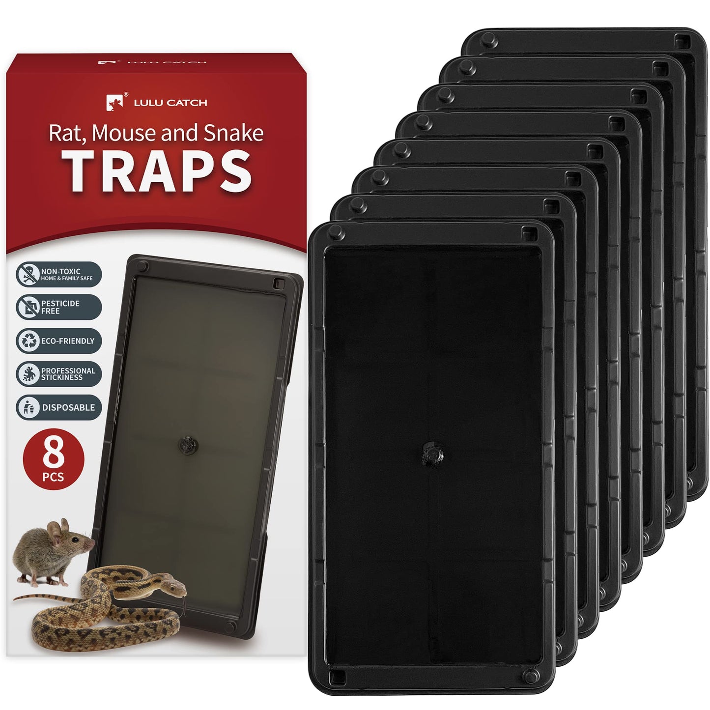 LULUCATCH Super Heavier Mouse Traps 12 Pack for Mice & Snakes with Non-Toxic Glue. Larger Sticky Traps Indoor, Easy to Set, Safe to Children & Pets