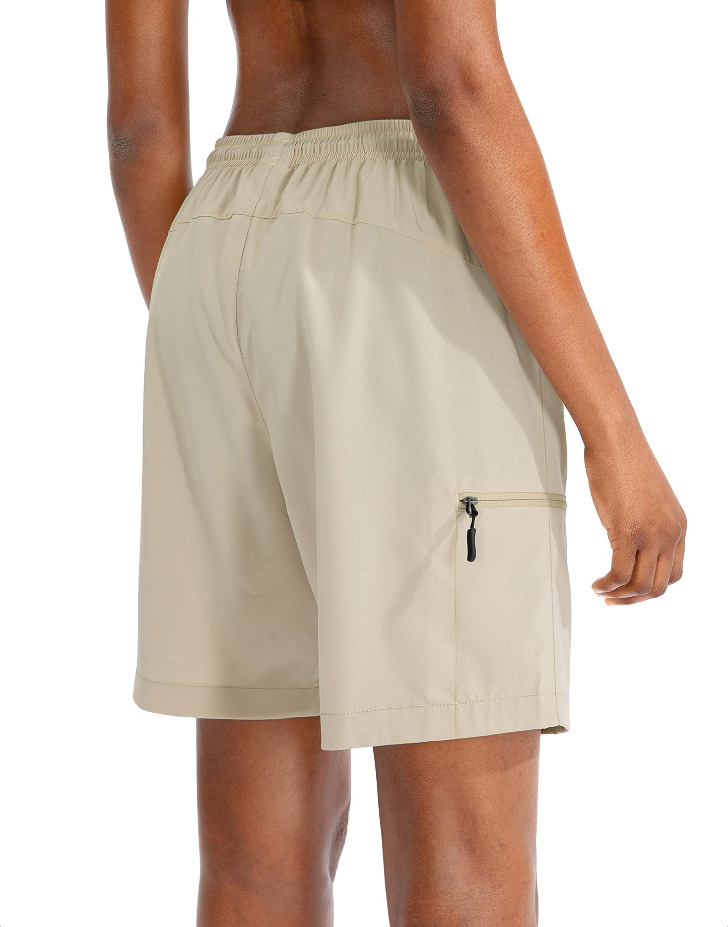 SANTINY Women's 5''/ 7''/9'' Hiking Cargo Shorts Quick Dry Lightweight Summer Shorts for Women Athletic Golf Zipper Pockets(Khaki_XL)
