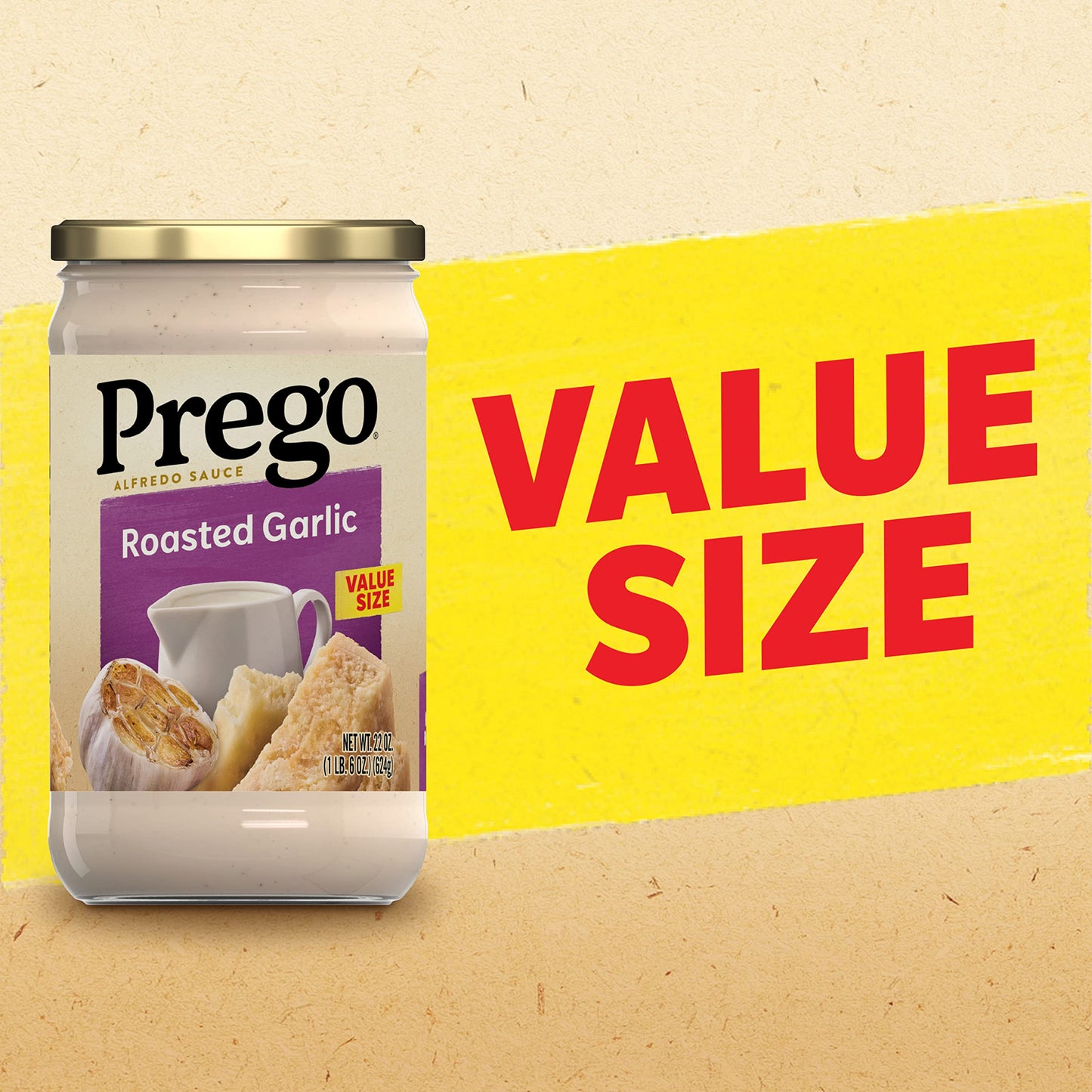 Prego Alfredo Pasta Sauce with Roasted Garlic and Parmesan Cheese, 14.5 oz Jar