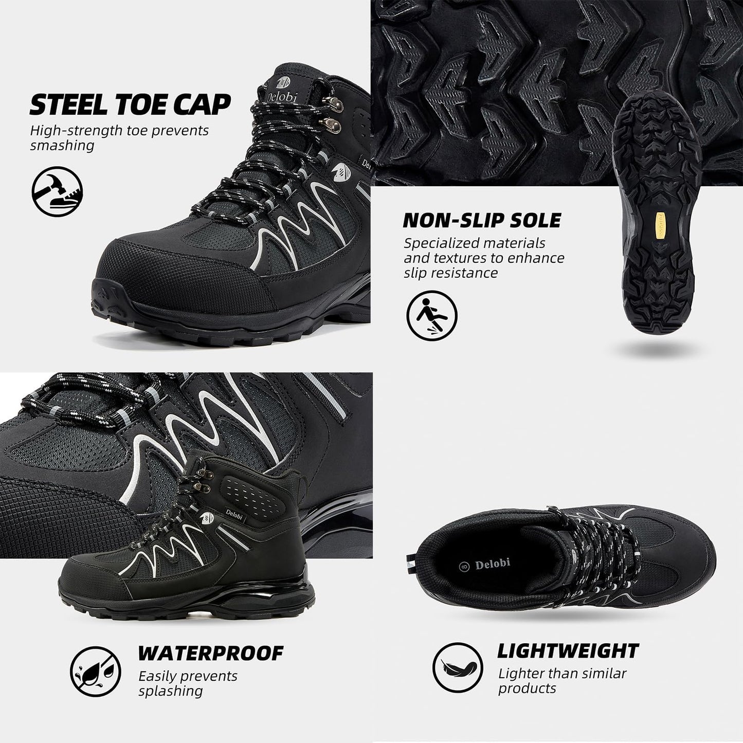 Steel Toe Work Boots for Women - Insulated Work Boots Steel Toe Sneakers Comfortable Construction Boot Lightweight Work & Safety Toe Shoes Gifts for Construction Workers for Work Construction