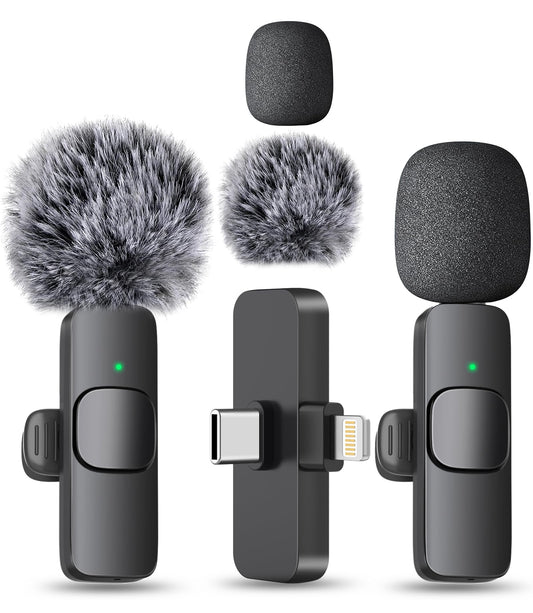 MAYBESTA Professional Wireless Mini Microphone for iPhone, iPad, Android Phone - Bluetooth Lavalier Lapel Mic for Video Recording - Clip on USB C Microphones for YouTube Tiktok Podcast Vlogging