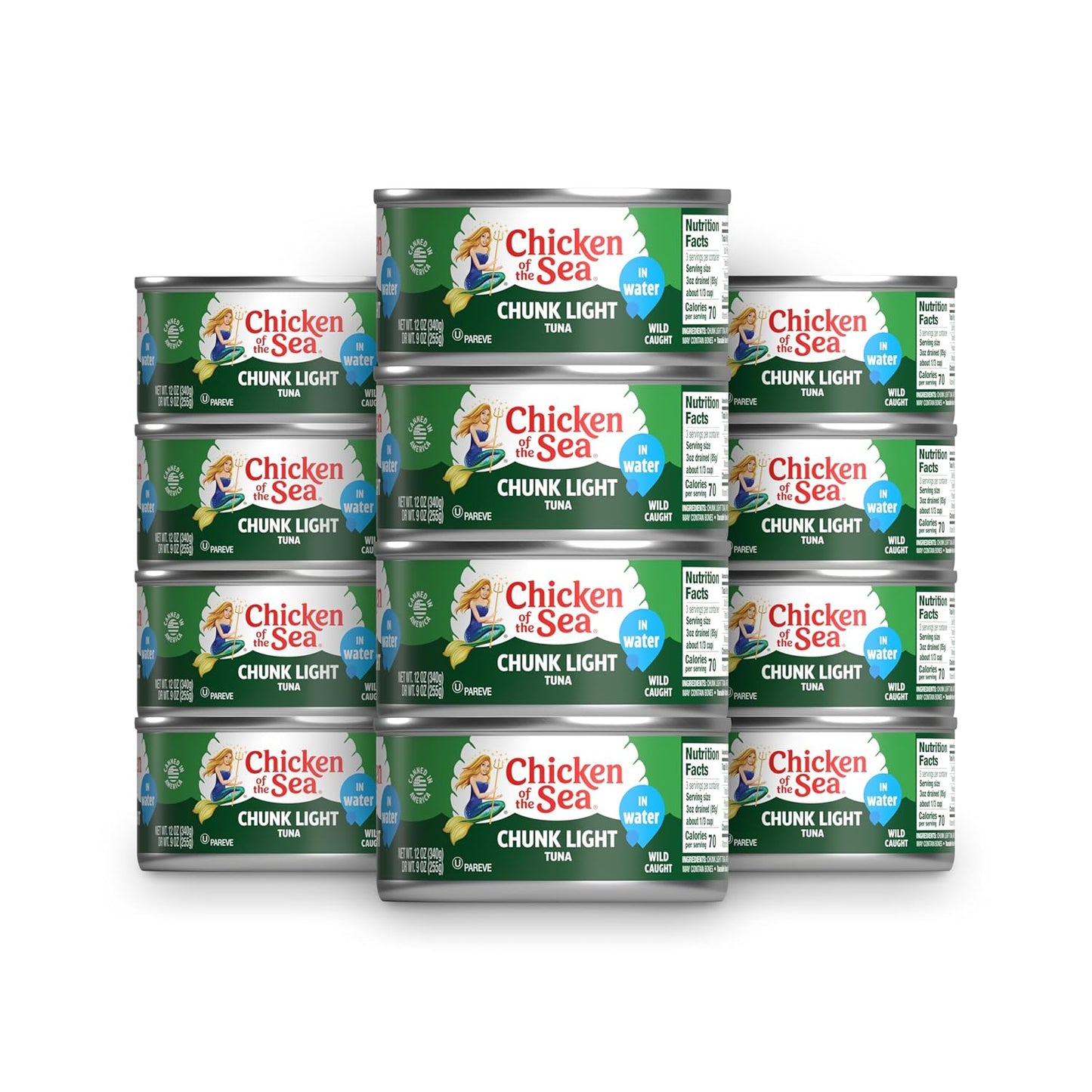 Chicken of the Sea Chunk Light Tuna in Water, 5 Ounce Cans (Pack of 10), Wild Caught Canned Tuna