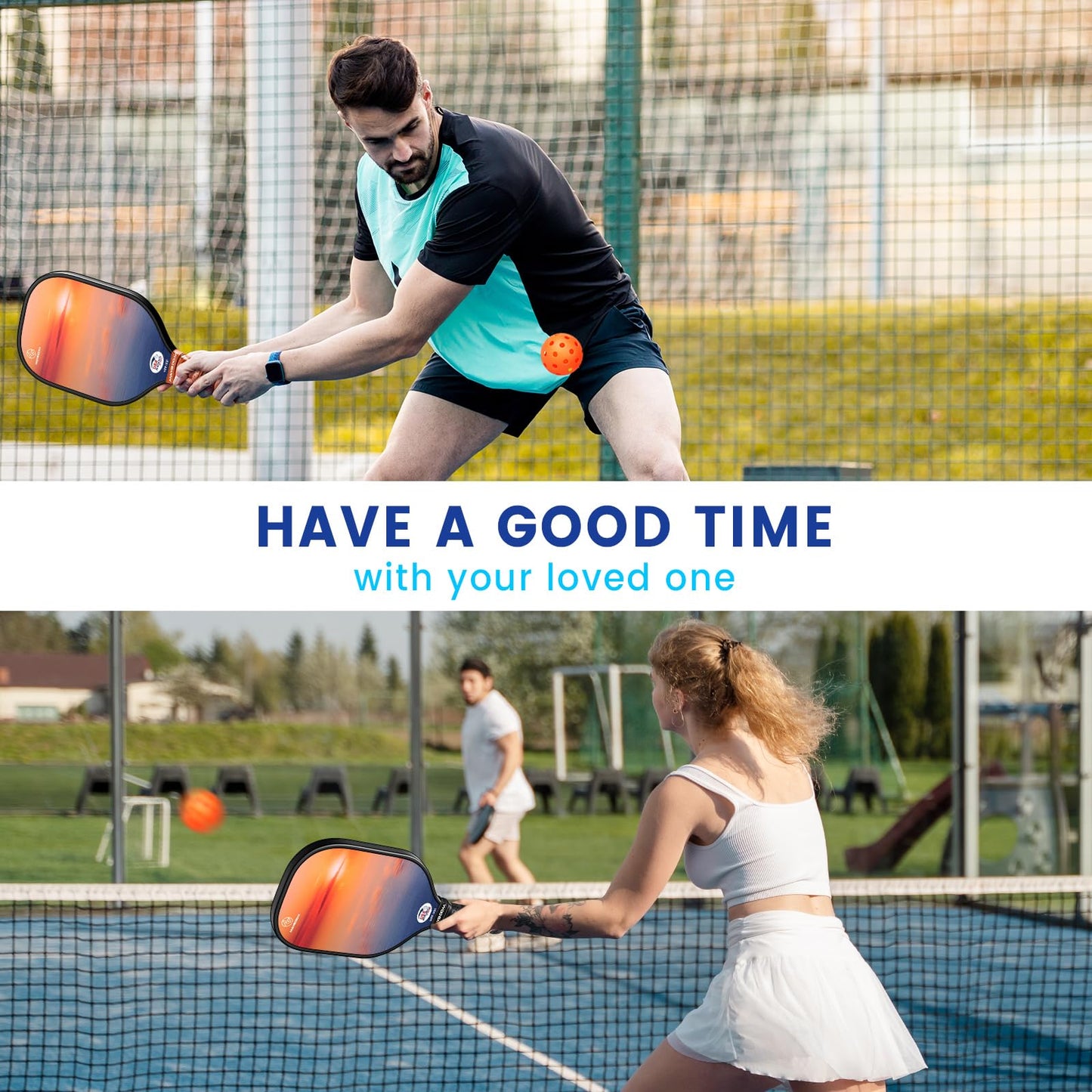 Pickleball Paddles Set of 2 or 4, USAPA Approved Pickleball Set with 4 Pickleball Balls and Pickleball Bag, Fiberglass Pickle Ball Rackets 2 Pack for Beginner(Meteor)