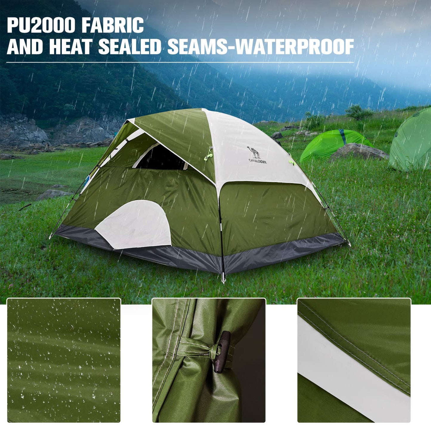 CAMEL CROWN Tents for Camping 2/3/4/5 Person Camping Dome Tent, Waterproof,Spacious, Lightweight Portable Backpacking Tent for Outdoor Camping/Hiking