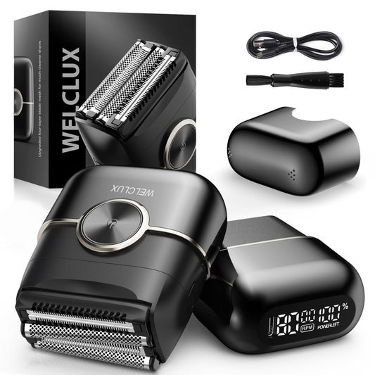 Electric Foil Shavers for Men: Upgraded Mini Electric Razor with 4 Floating Blades & Big LED Display - Foil Shaver for Men with 2 Gears Adjustable - Face Shaver with IPX7 Waterproof Wet/Dry,USB Type C