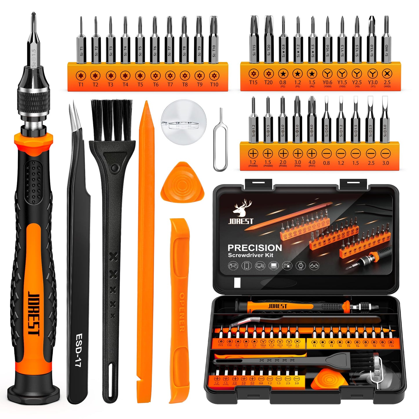 JOREST 152 in 1 Precision Screwdriver Set, Tool Gifts for Men, Magnetic Tool Kit with Torx Triwing Bits, Repair for Electronics,Macbook, Laptop, PC, RC, PS5, iphone,Jewelers, XBOX, Glasses