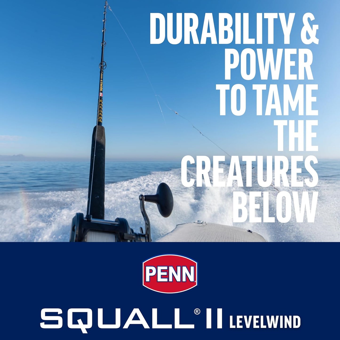 PENN 6'6" Squall II Level Wind Saltwater Rod and Reel Fishing Combo, 1-Piece Fishing Rod, Black/Gold