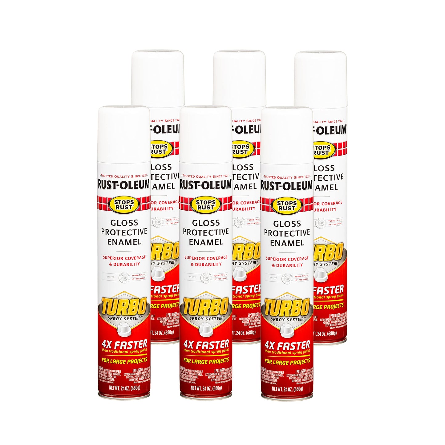 Rust-Oleum 376298 Stops Rust Turbo Spray System Spray Paint, 24 oz, Flat Black