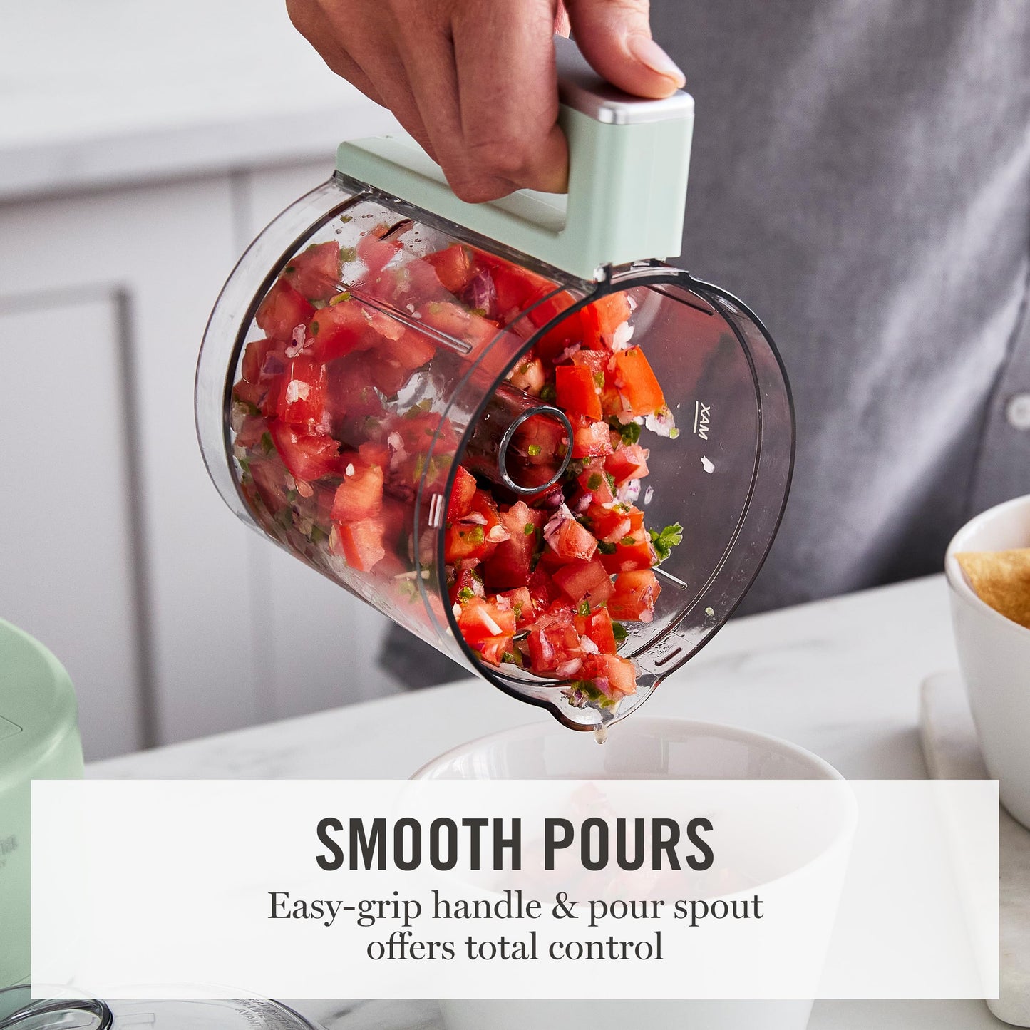 Martha Stewart 3 Cup Electric Food Chopper, Vegetable & Herb Mini Food Processor, 24oz BPA-Free Bowl, Stainless Steel Blades, Pour Spout, Dicing, Mincing, Chop & Puree, Dishwasher Safe, Caviar