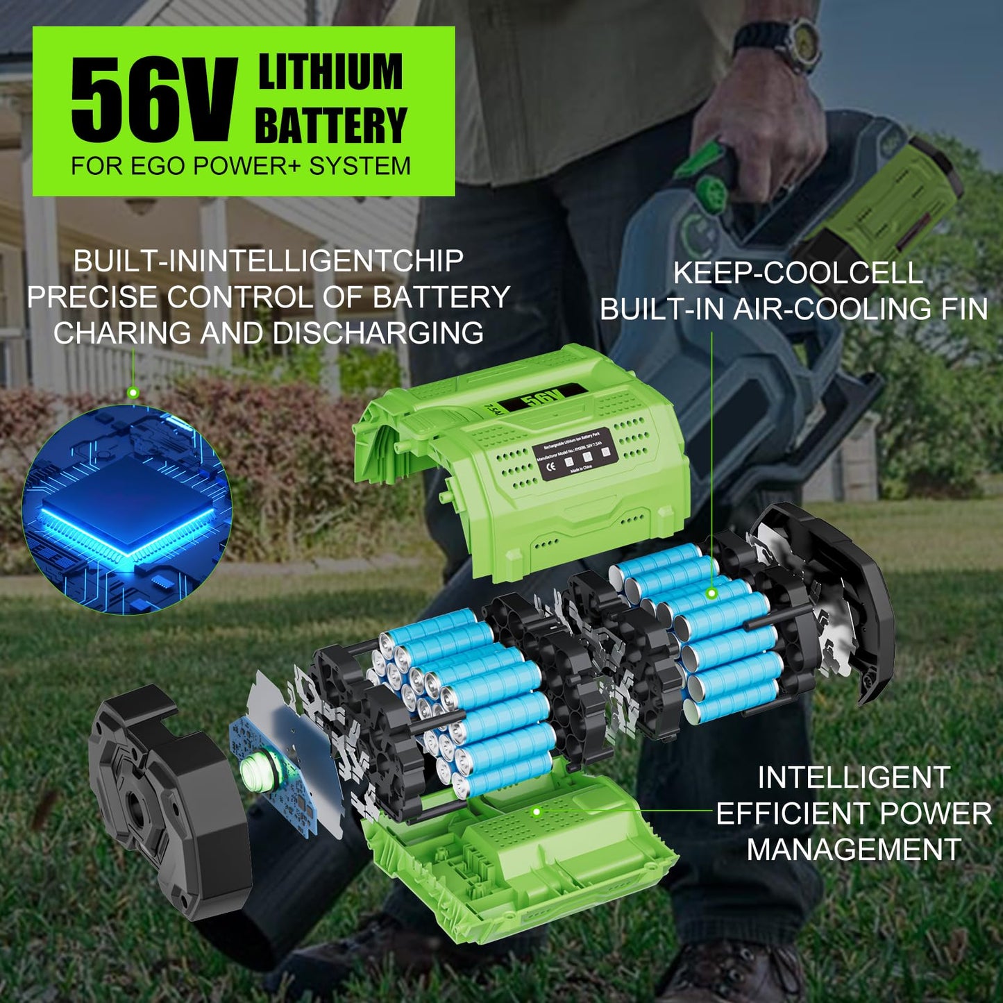 Replacement for EGO 56V Battery 7.5Ah BA2800 BA4200 BA1400 Compatible with EGO Battery 56V Cordless Power Tools