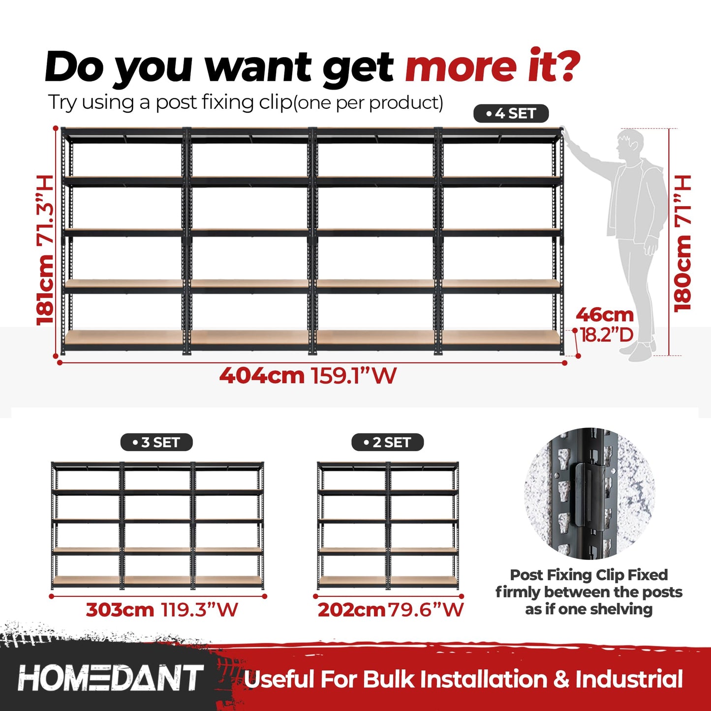 HOMEDANT 5 Tier Laminated Boltless Heavy Duty Garage Storage Adjustable Wide Size Metal Shelving Unit Utility Rack Shelves Organization Multipurpose Shelf Shed Warehouse 47.7"W x 24.1"D x 71.3"H 2Pack