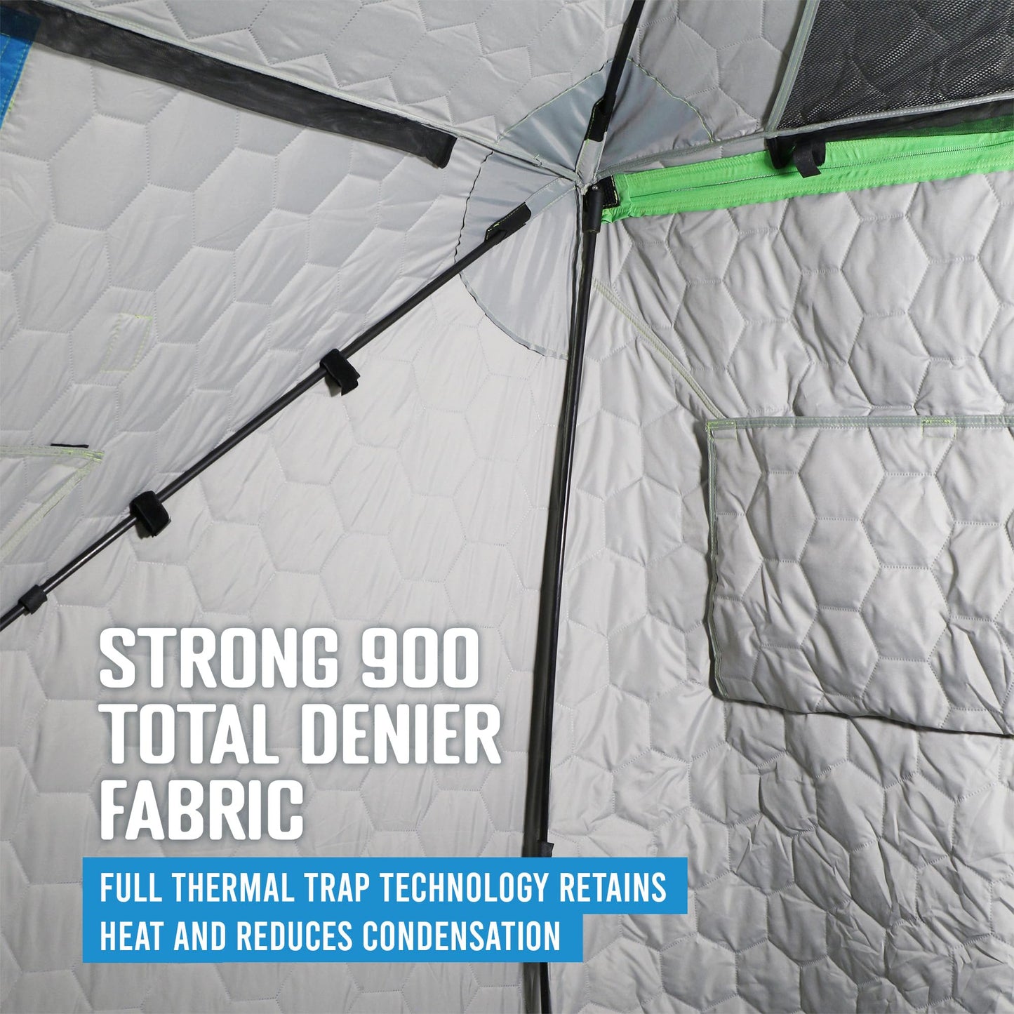 CLAM Portable Fishing Angler Thermal Hub Shelter Tent with Anchor Straps, Carrying Bag