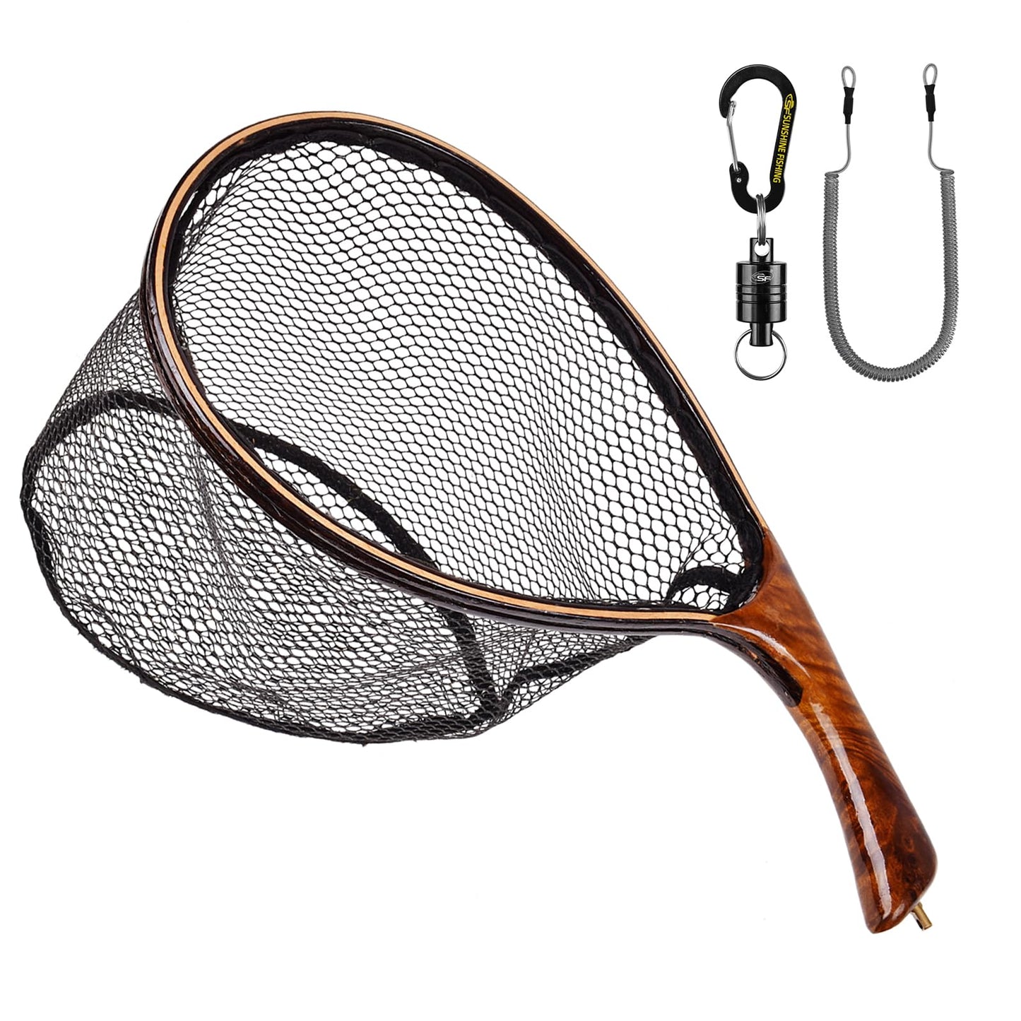 SF Fly Fishing Landing Net Soft Rubber Mesh Trout Net Catch and Release Net