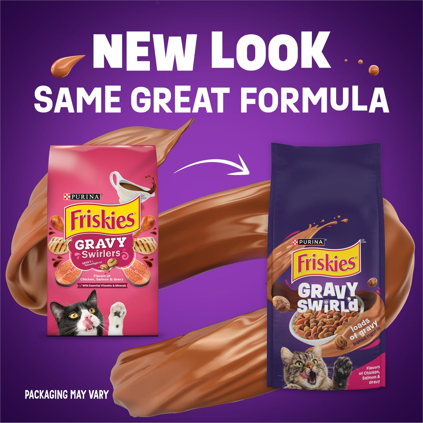 Purina Friskies Dry Cat Food Gravy Swirl'd With Flavors of Chicken, Salmon and Gravy - 22 lb. Bag