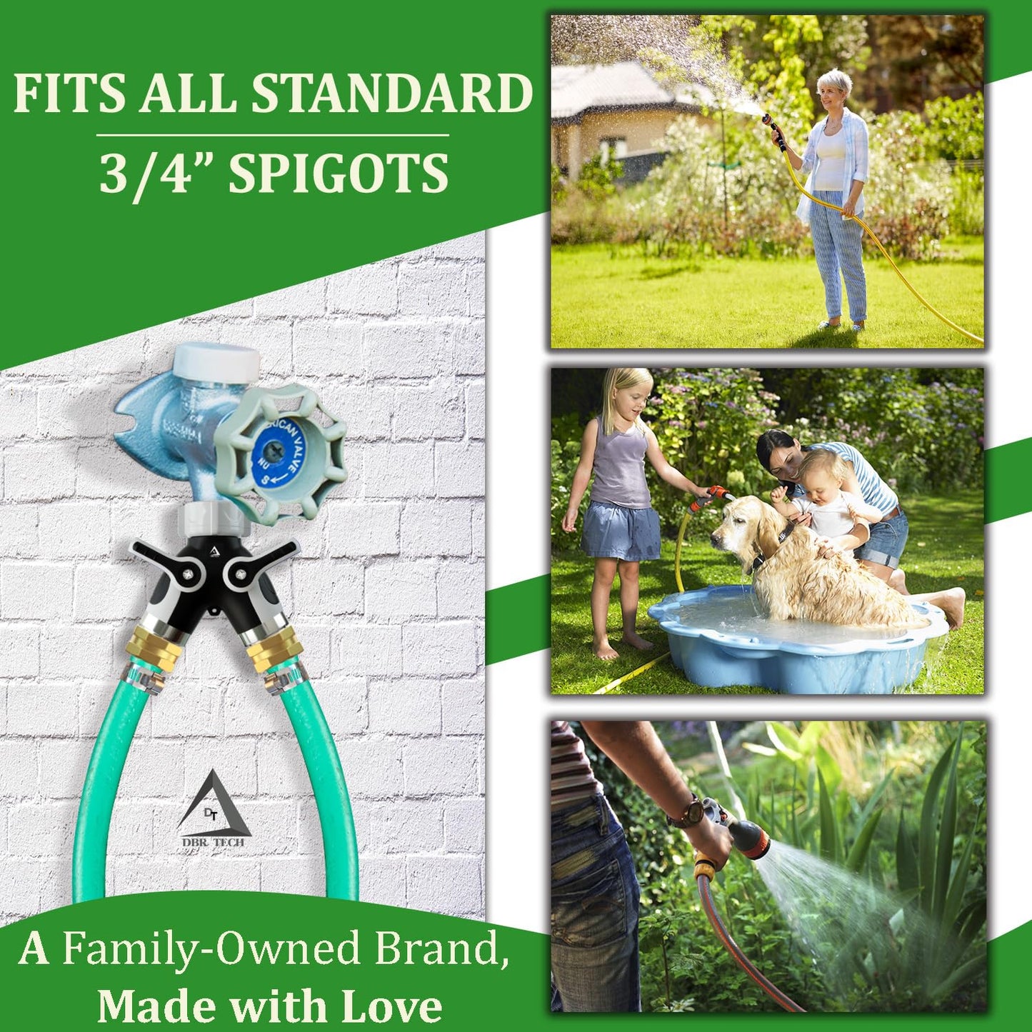 Hose Splitter 2 Way, Heavy Duty Metal Connector, Two Way Garden Hose Splitter, High Flow Spigot Faucet Bib Adapter, Solid Double Y Shut Off Valve for Outdoor Gardening Hoses, Orange