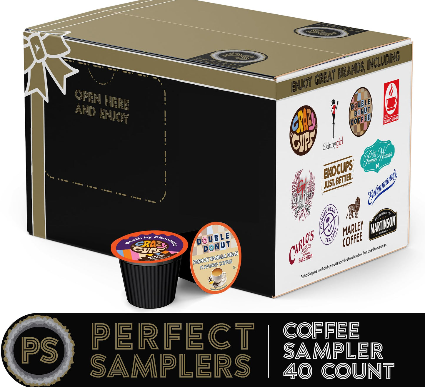Flavored Decaf Coffee Pods Variety Pack Compatible with Keurig K Cups Brewers, 40 Count, Assorted Decaffeinated Flavored Coffee Sampler(Pack of 1)