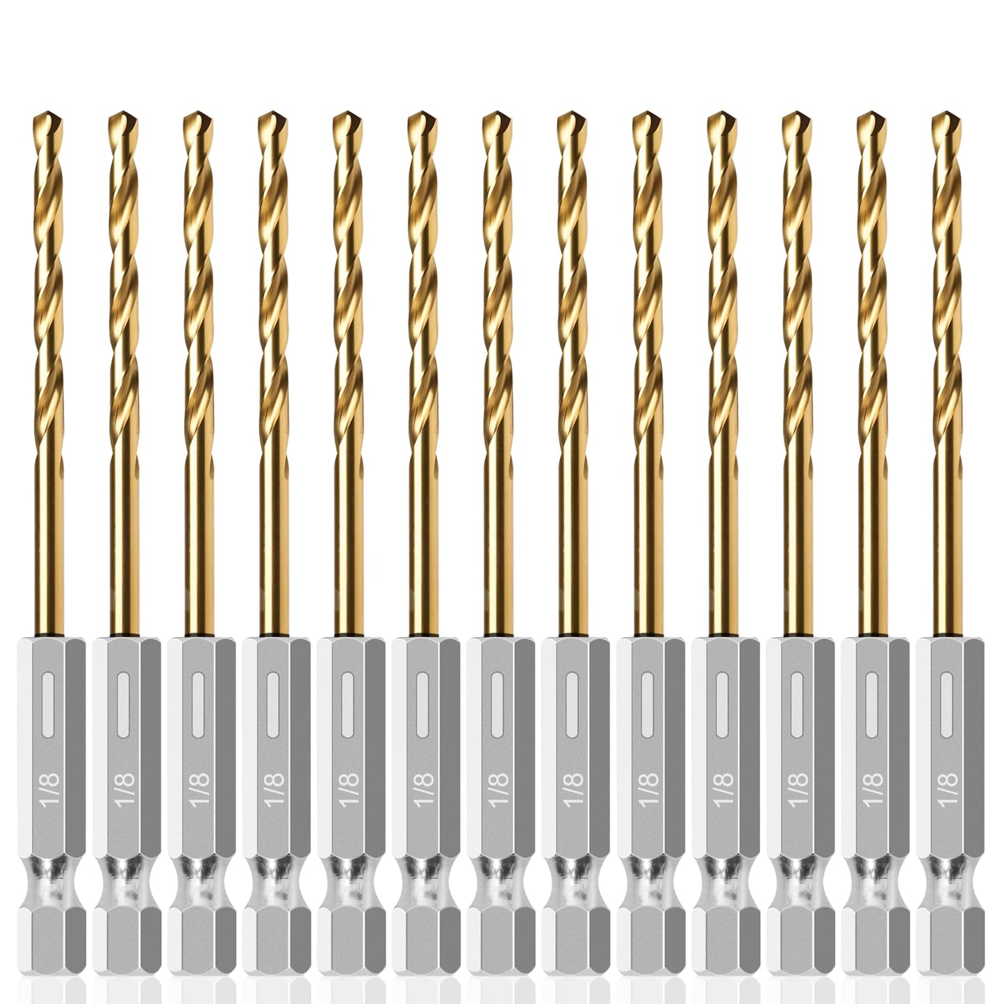 99PC Drill Bit Set, 135° Tip Titanium Coated High Speed Steel, Twist Drill Bit Kit for Iron, Aluminum Alloy, Copper, Wood, Plastic, with Storage Case 1/16"-3/8"