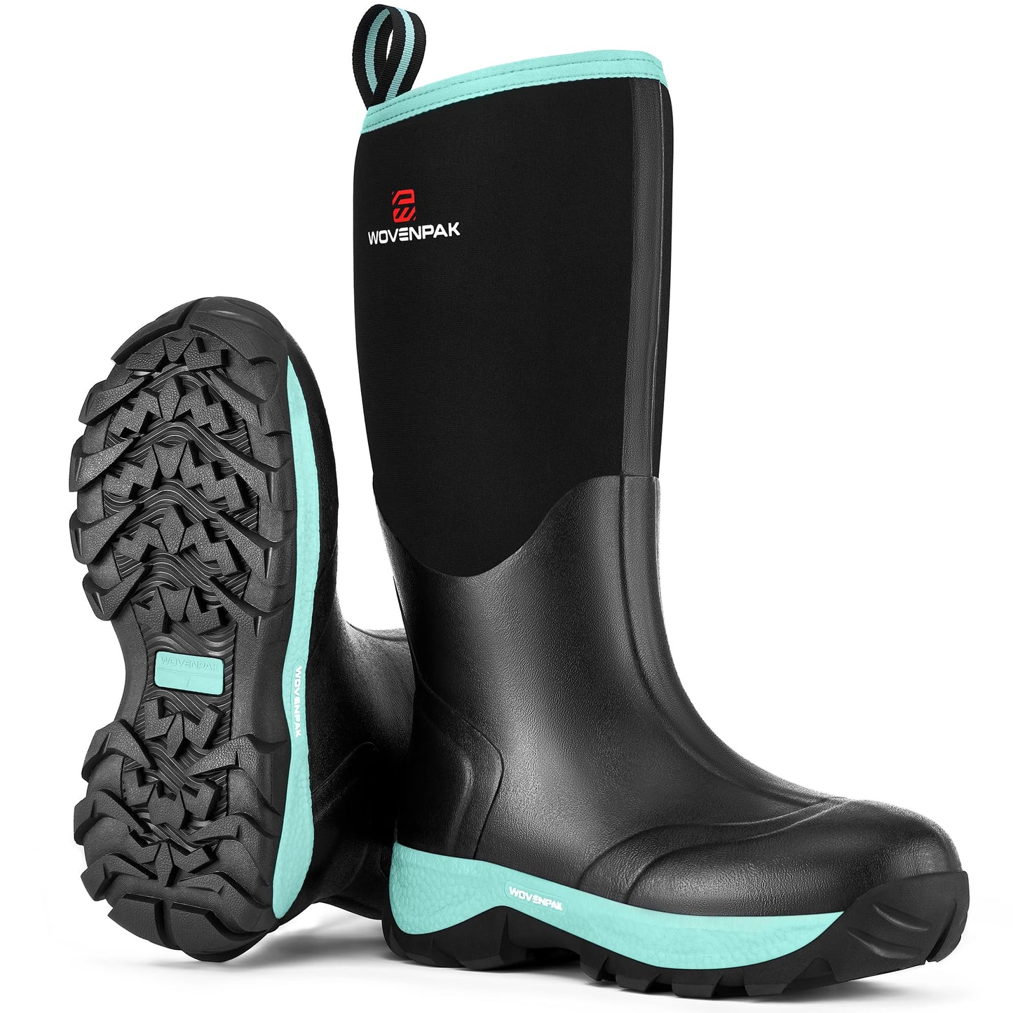 WOVENPAK Rubber Boots for Women, Waterproof Rain Boots Women with Steel Shank, Insulated Hunting Boots, Neoprene Garden Mud Boots All Season for Hunting, Gardening, Farming, Size 6-11
