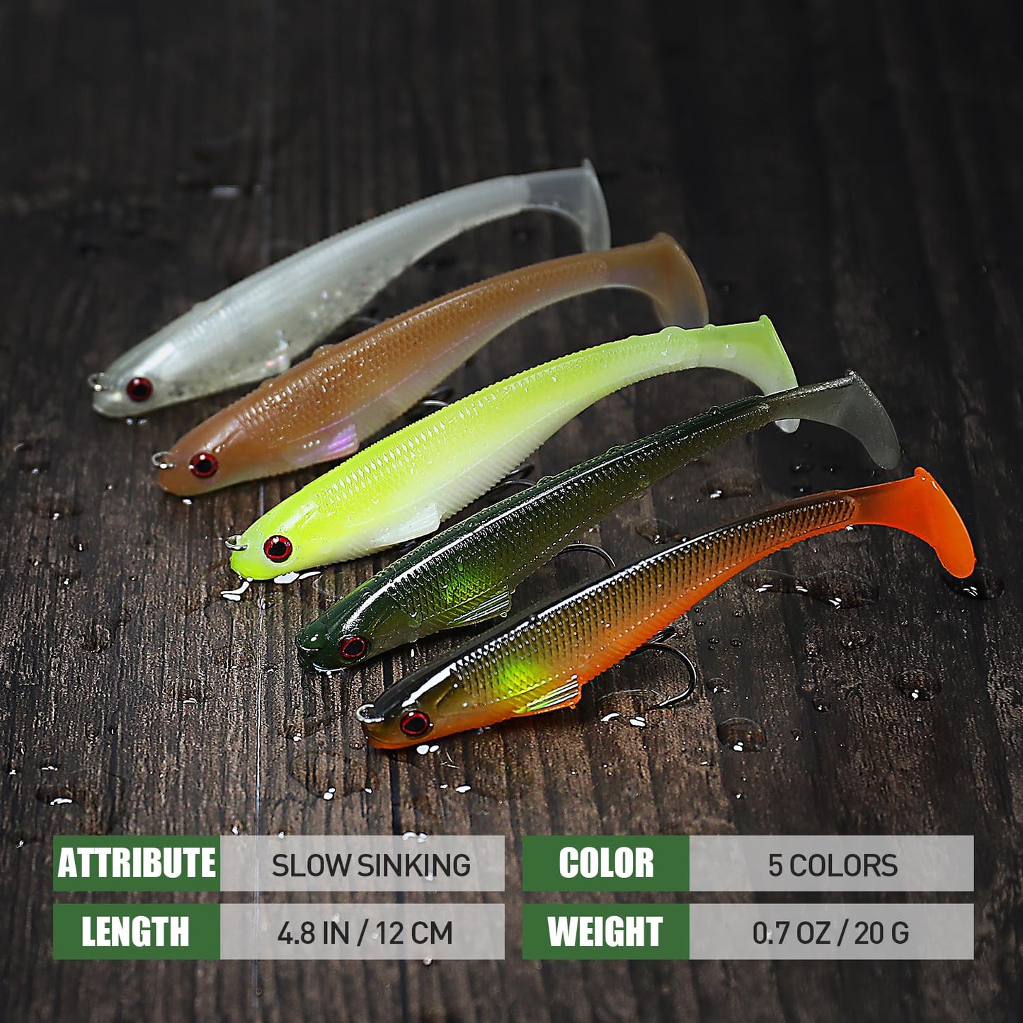 TRUSCEND Easy Catch Pre-Rigged Soft Lures, Vibrating Swim Action, Trembly Sinking Move, Amazing Soft Swimbait for Family Fishing, Well-Made Fishing Lures for Bass Trout Crappie Walleye Pike Redfish
