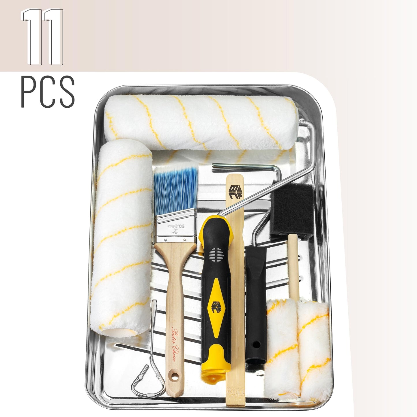 Bates Paint Roller - Paint Brush, Paint Tray, Roller Paint Brush, 11 Piece Home Painting Supplies, Foam Brush, House Painting Tray, Painting Tools, Roller and Paint Brushes, Interior Paint Brushes