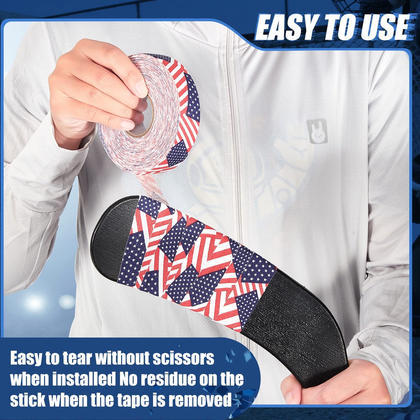 Deekin 6 Rolls Hockey Tape USA Flag Camo Lacrosse Stick Tape Waterproof Non Slip Hockey Athletic Sports Stick Baseball, 1'' x 27 Yards/Roll (Classic Style)