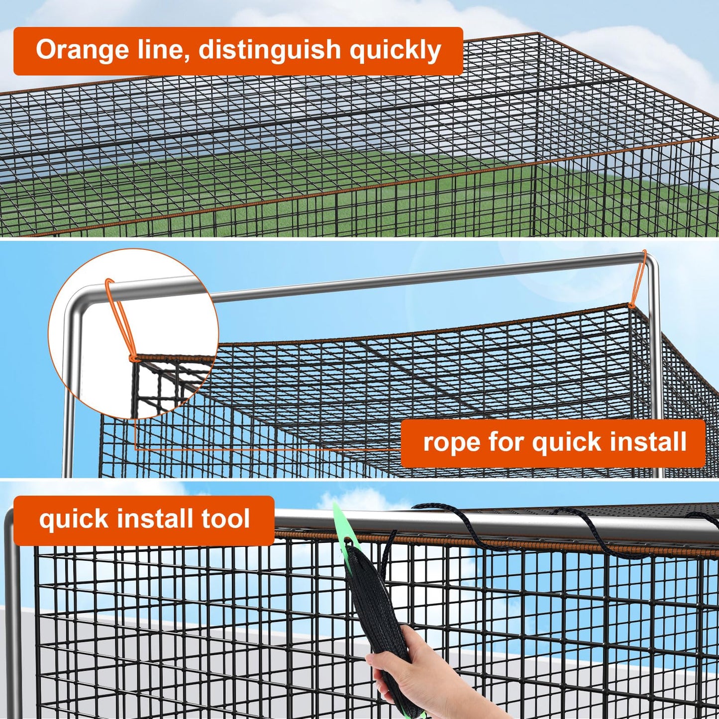 Batting Cage Net, 8x8x20 ft Heavy Duty Enclosed Batting Net With Door, Only Net, Not Include Poles and Frame, Professional Softball Baseball Nets for Batting and Pitching, Batting Cages for Backyard