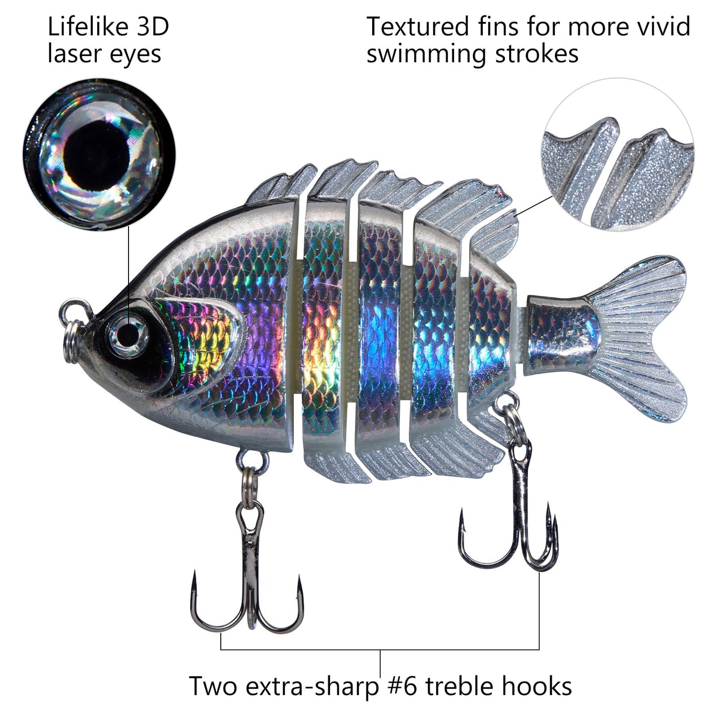 BASSDASH SwimPanfish Multi Jointed Panfish Bluegill Swimbaits Hard Topwater Bass Lures Fishing Lure Crank Saltwater 3.5in/0.85oz