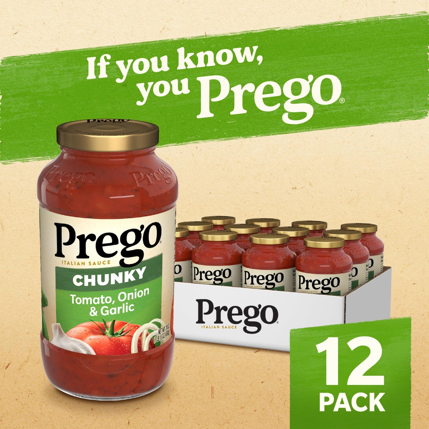 Prego Traditional No Sugar Added Pasta Sauce, 23.5 Oz Jar (Case of 6)