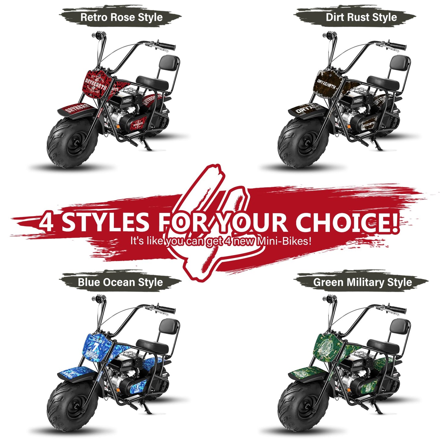 Oryxearth 99CC 4-Stroke Mini Dirt Bike, Gas Powered Off Road Dirtbike W/EPA Approved for Kids, Speed Up 24 MPH, Weight Capacity 185 LBS