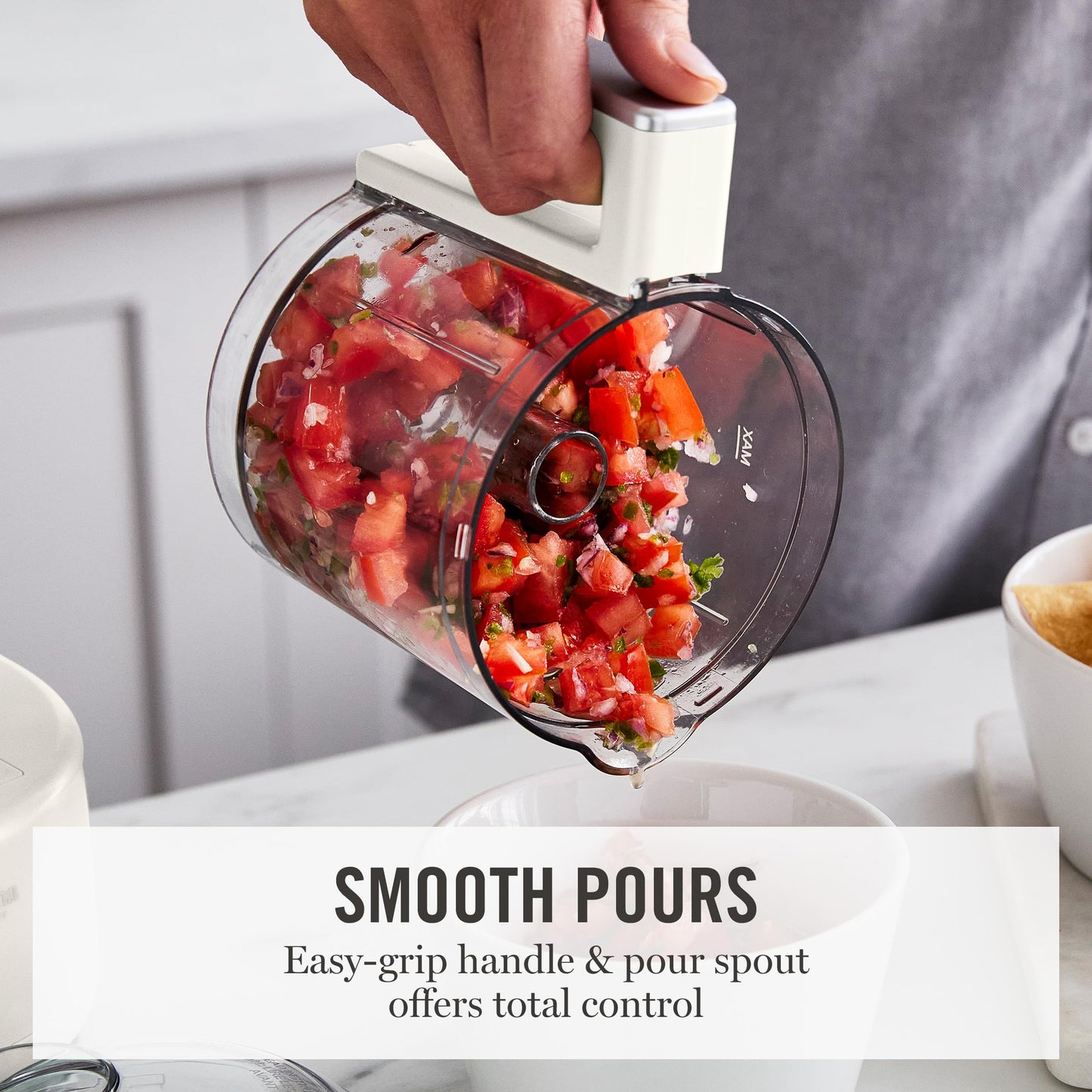 Martha Stewart 3 Cup Electric Food Chopper, Vegetable & Herb Mini Food Processor, 24oz BPA-Free Bowl, Stainless Steel Blades, Pour Spout, Dicing, Mincing, Chop & Puree, Dishwasher Safe, Caviar