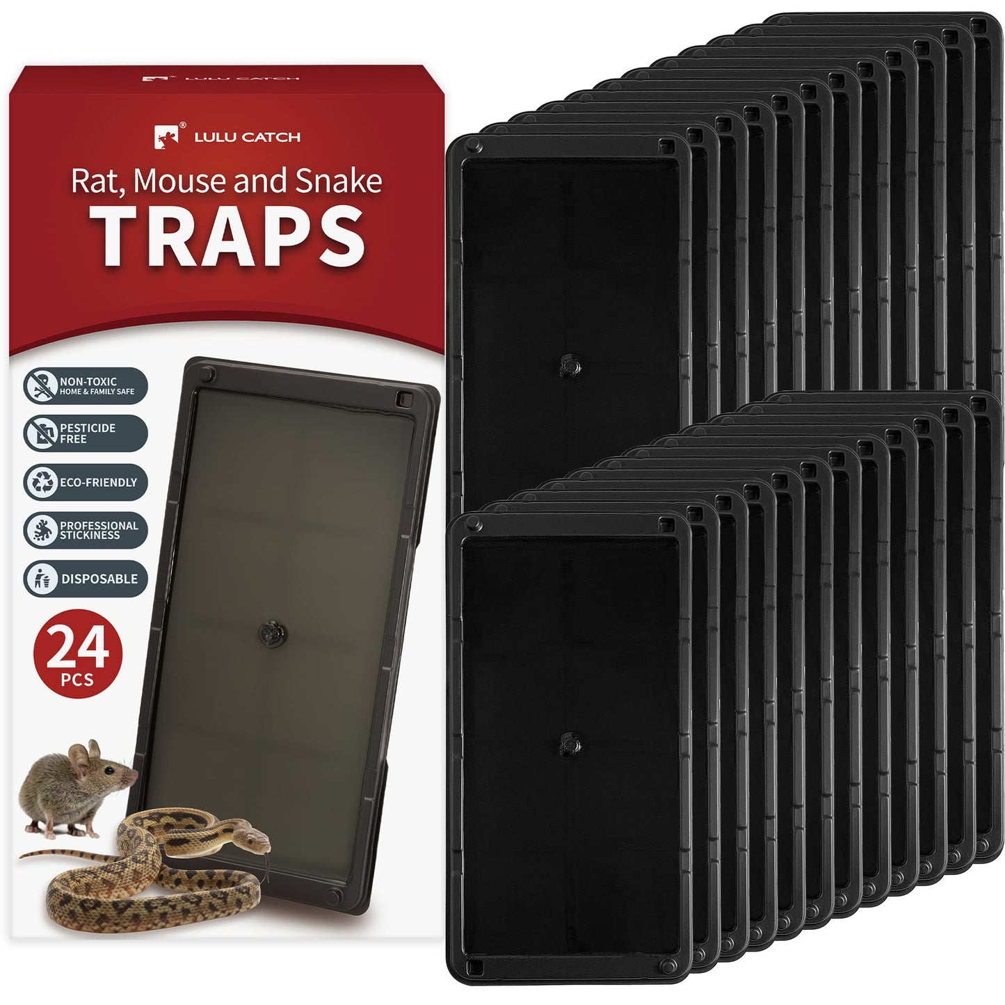 LULUCATCH Super Heavier Mouse Traps 12 Pack for Mice & Snakes with Non-Toxic Glue. Larger Sticky Traps Indoor, Easy to Set, Safe to Children & Pets