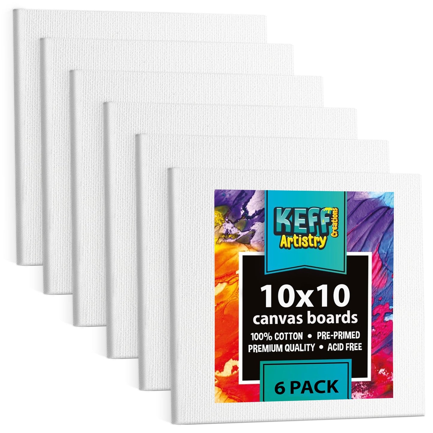 KEFF 24-Pack Bulk Canvas for Painting, 6 of 5x7, 8x10, 9x12, 11x14 Canvas Boards for Painting, Art Supplies for Adults & Kids - 100% Cotton Primed Painting Canvas for Acrylic, Oil, Watercolor, Tempera