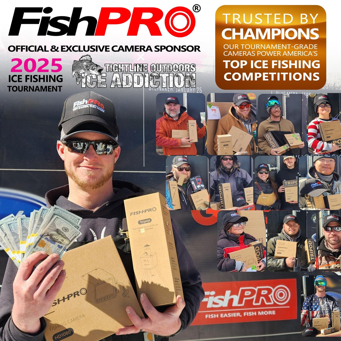 (2025 Upgrade) NO.1 HD 1080P Underwater Fishing Camera, FishPRO® 7'' Camera w/10,000mAh Li-Battery, IR & LED for Dark, USB-C, Portable Fish Finder Camera, 25m/82ft, for Ice Night & Lake Fishing