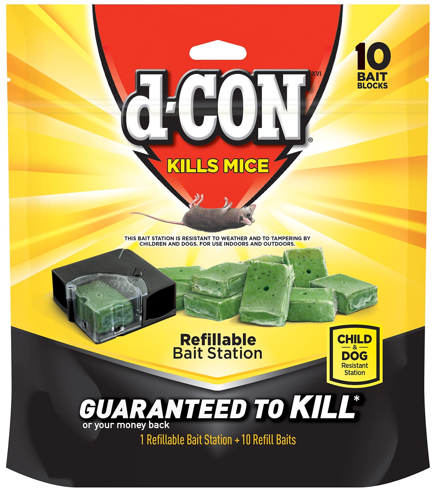 d-CON Refillable Corner Fit Mouse Bait Station, 1 Trap + 18 Bait Refills