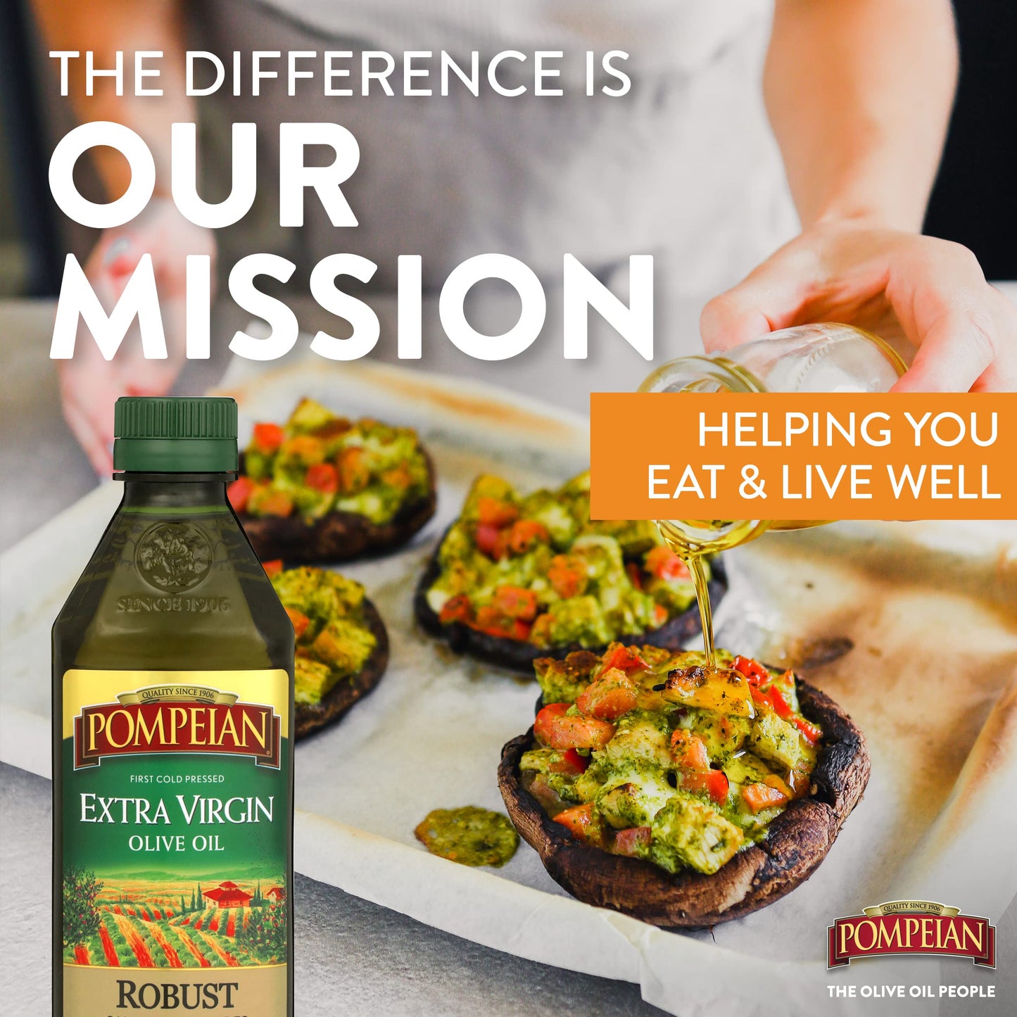 Pompeian Robust Extra Virgin Olive Oil, Contains Polyphenols, First Cold Pressed, 68 Fl Oz