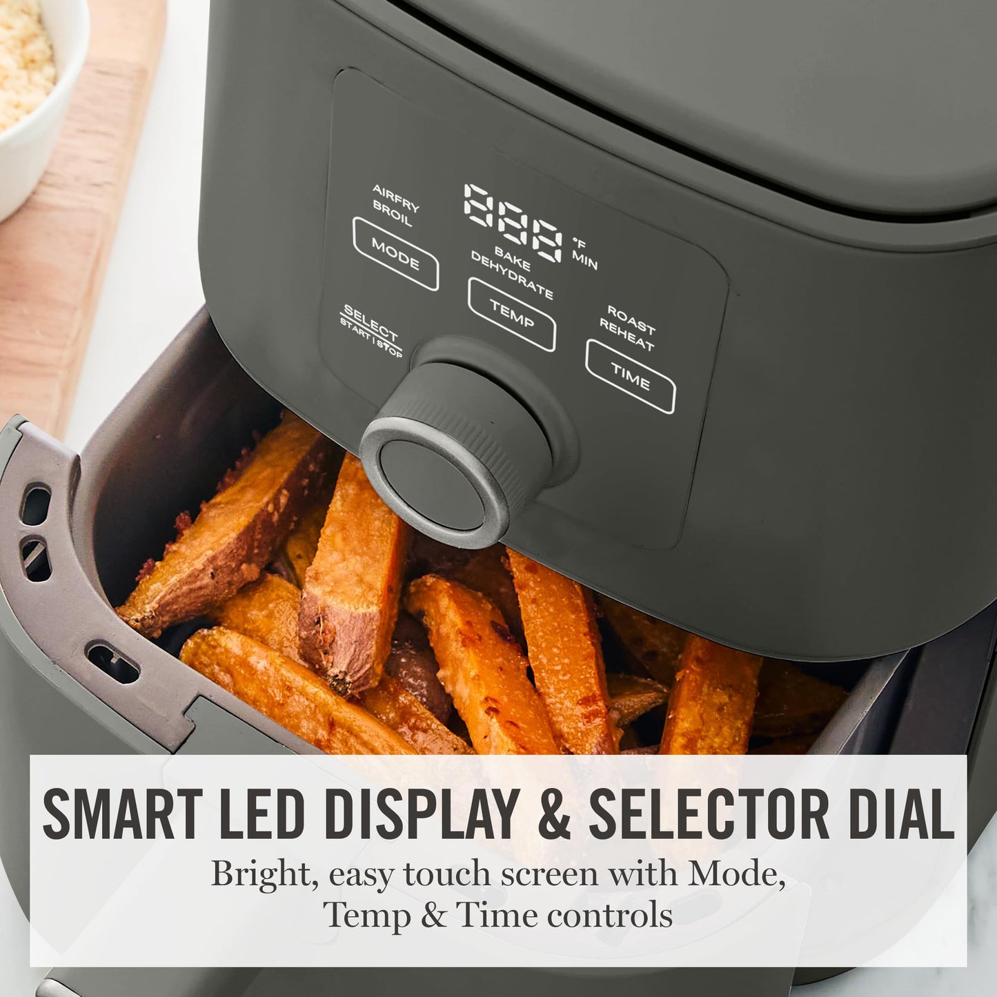 Martha Stewart 6QT Air Fryer, 6-in-1, Bake, Broil, Roast, Air Fry, Dehydrate, Reheat, Ceramic Non-Stick Basket, Crispy Results Fast, 400°F Max Temp, Shake Reminder, Auto Shut-Off, Honeydew Green