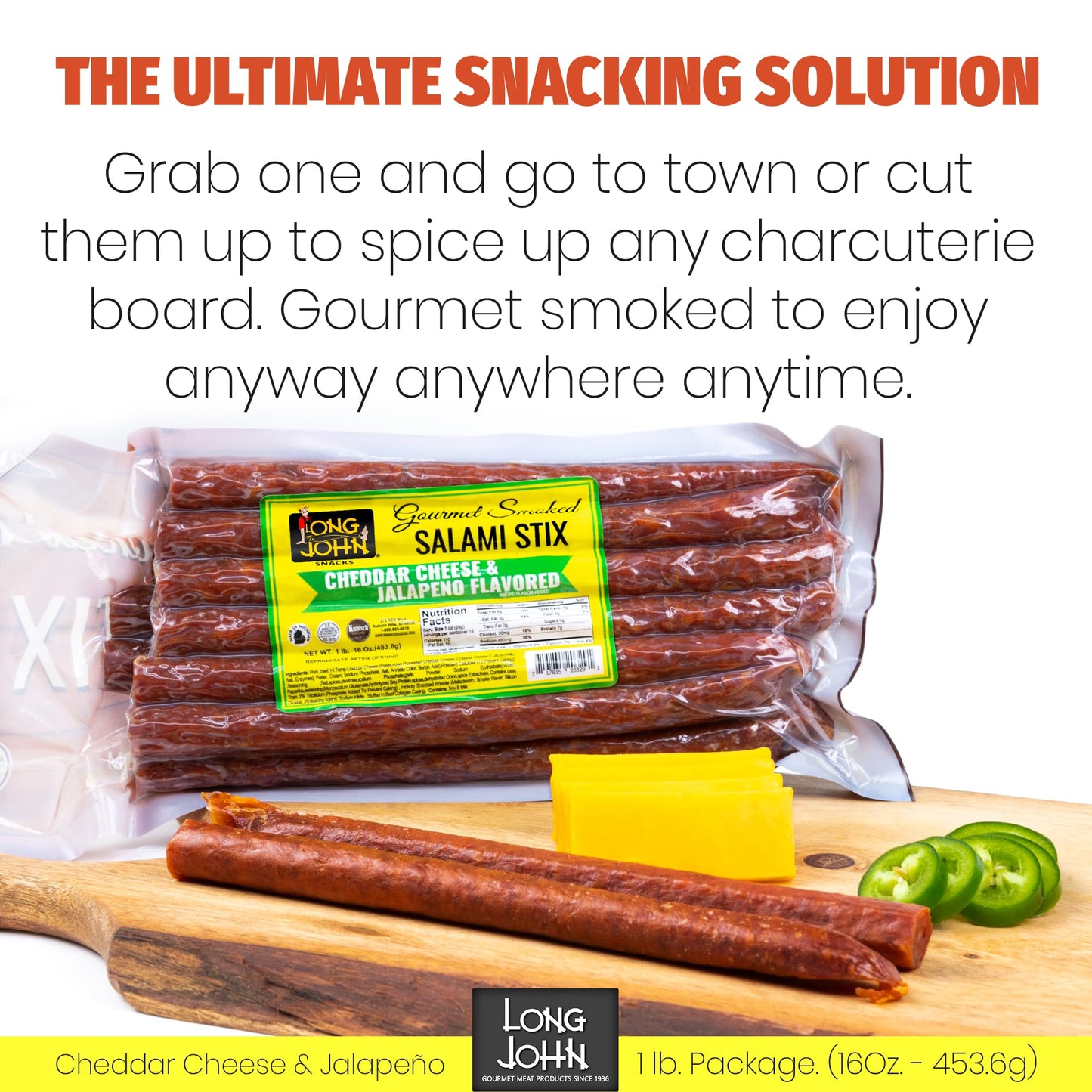 Long John Snacks Italian Style Dried Salami Stix – Premium Italian Blend Hand Crafted Pork & Beef Cuts – Gluten-Free, Bold Flavor & Low Heat – Smoked & Italian-Style Dried to Perfection - 16oz.