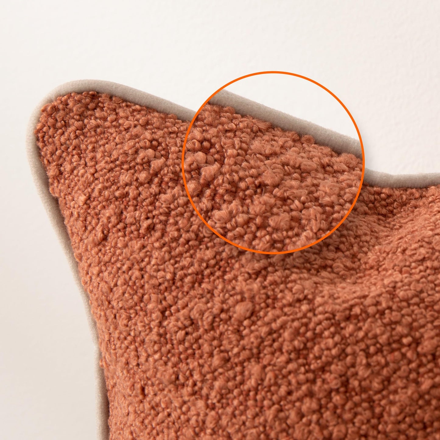 Amazon Basics Boucle Throw Pillow Covers for Couch, Living Room, Orange Home Decor with Hidden Zipper, Brown, 18×18in, Pack of 2