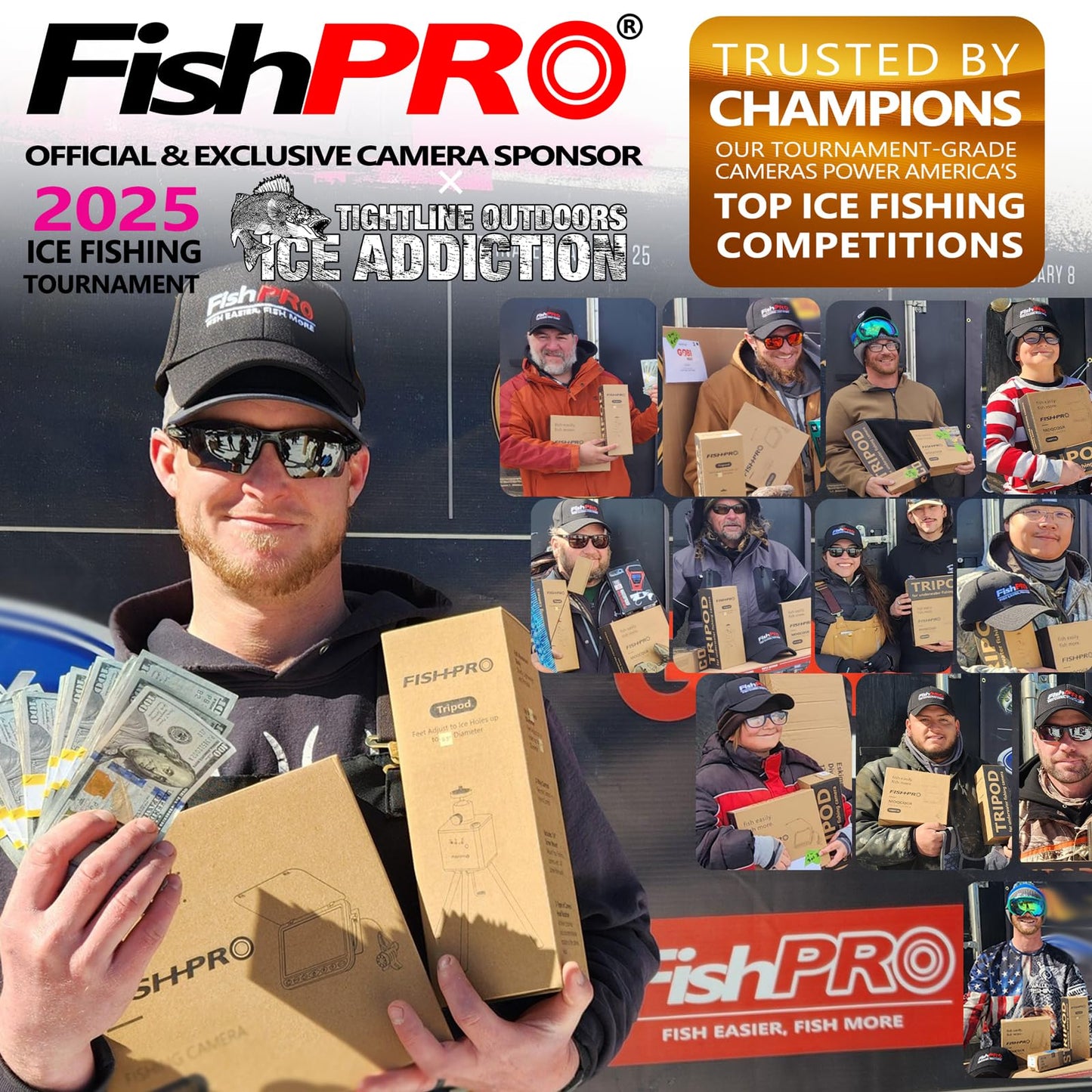 (2025 Upgrade) NO.1 HD 1080P Underwater Fishing Camera, FishPRO® 7'' Camera w/10,000mAh Li-Battery, IR & LED for Dark, USB-C, Portable Fish Finder Camera, 25m/82ft, for Ice Night & Lake Fishing