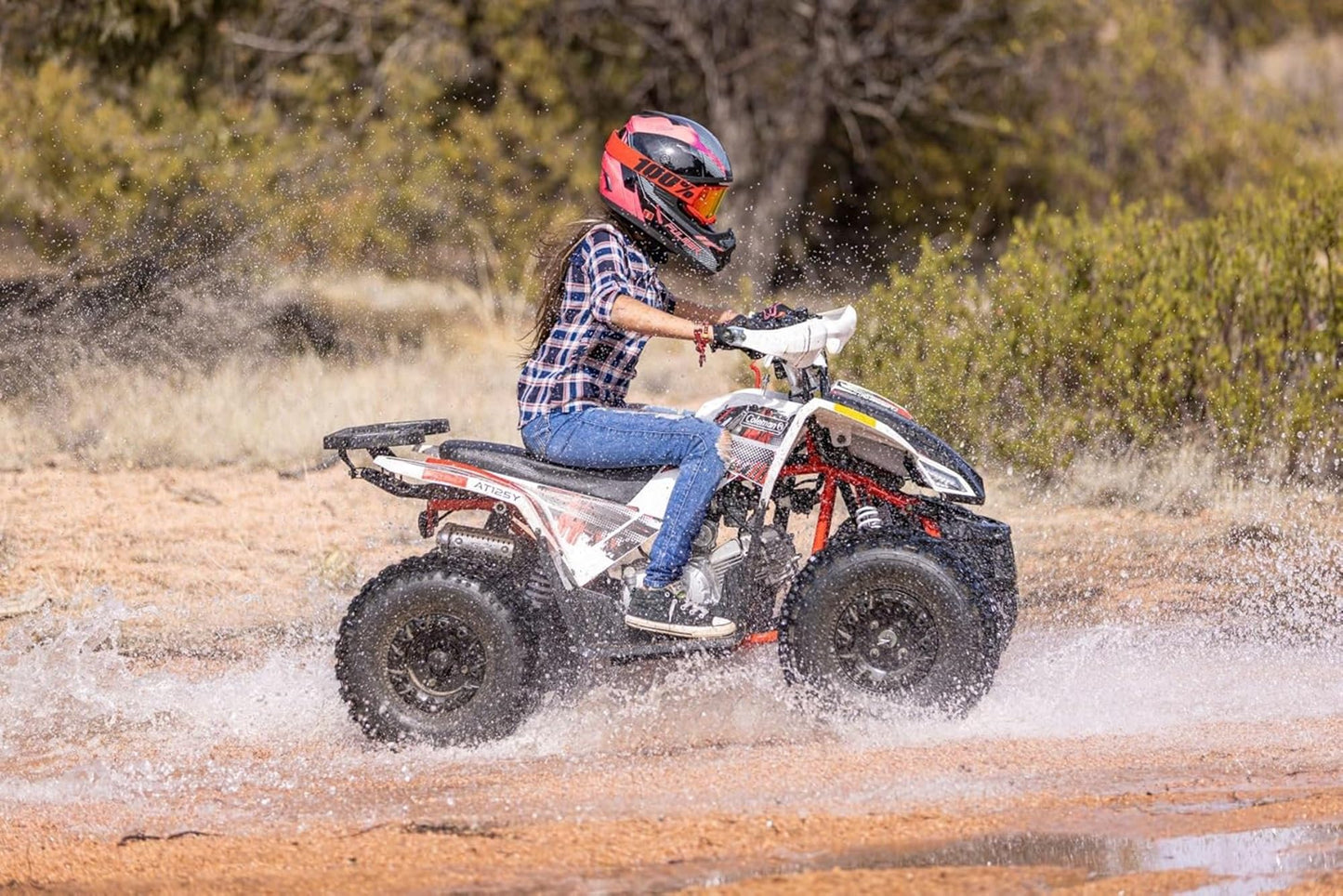 Coleman Powersports AT125Y 120cc Gas Powered Youth ATV, Hydraulic Disc Brakes, Independent Suspension, 175 lbs Maximum Load, Heavy-Duty Off-Road Utility Vehicle