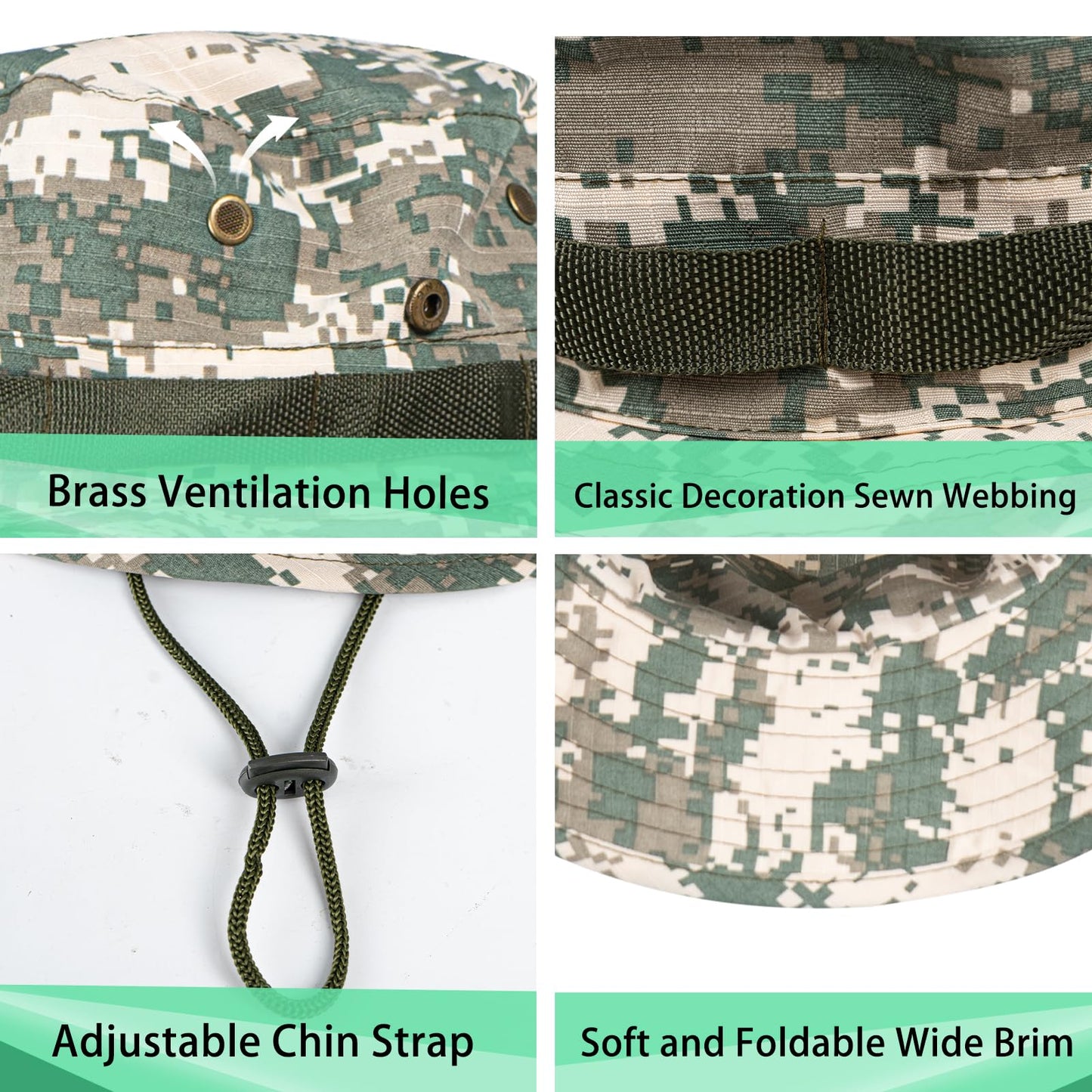 Sun Hats for Men Women Boonie Hat UPF 50+ Bucket Hat Wide Brim UV Protection Fishing Hiking Safari Outdoor Hats