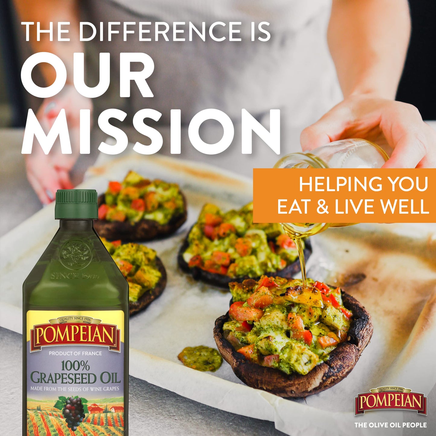 Pompeian 100% Grapeseed Oil, Light and Subtle Flavor, 68 Fl Oz
