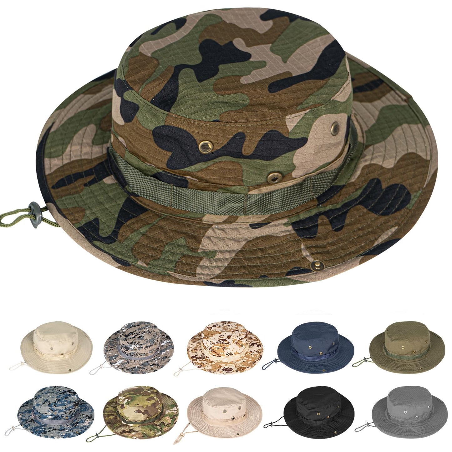 Sun Hats for Men Women Boonie Hat UPF 50+ Bucket Hat Wide Brim UV Protection Fishing Hiking Safari Outdoor Hats