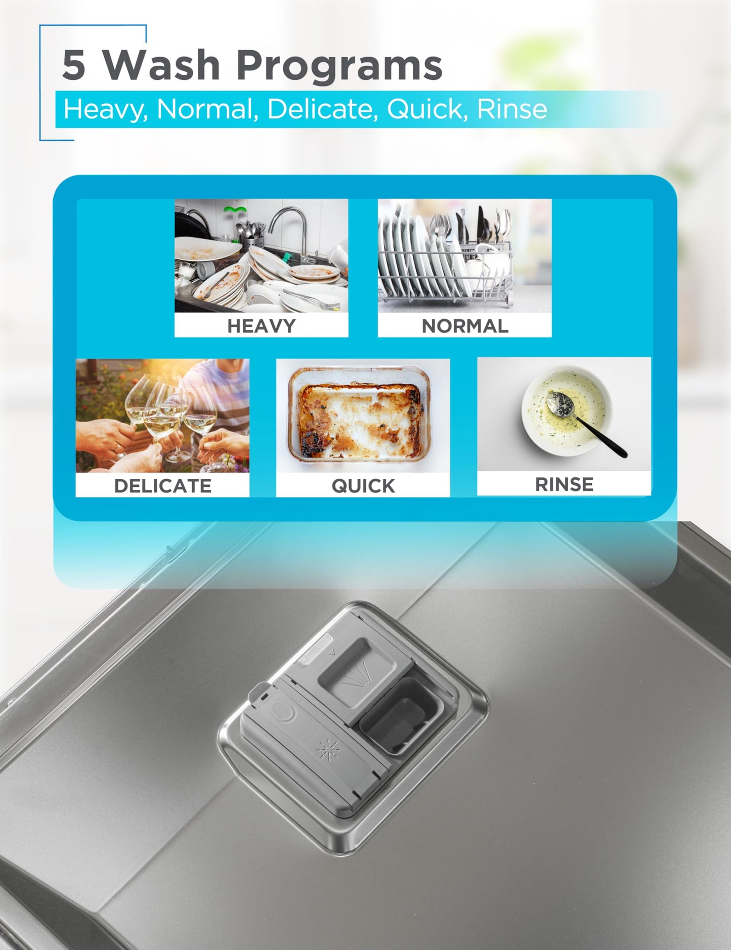 BLACK+DECKER 24" Built-In Dishwasher, 12-Place Setting Capacity with Stainless Steel Tub, Dish Washer with 5 Wash Programs and Smart Wash Cycle, ENERGY STAR Certified, BDW100MW, White