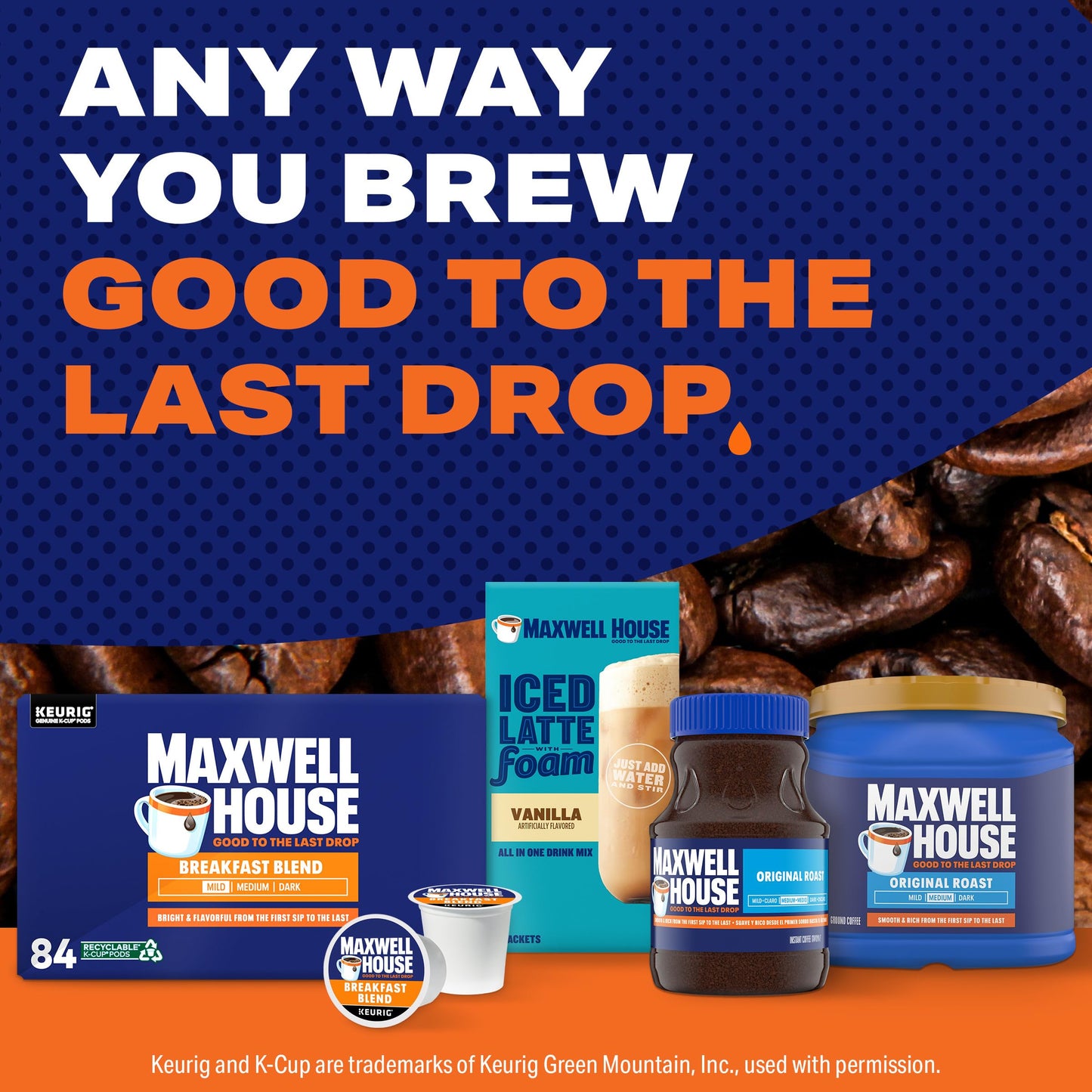 Maxwell House House Blend Medium Roast K-Cup Coffee Pods, 84 ct Box