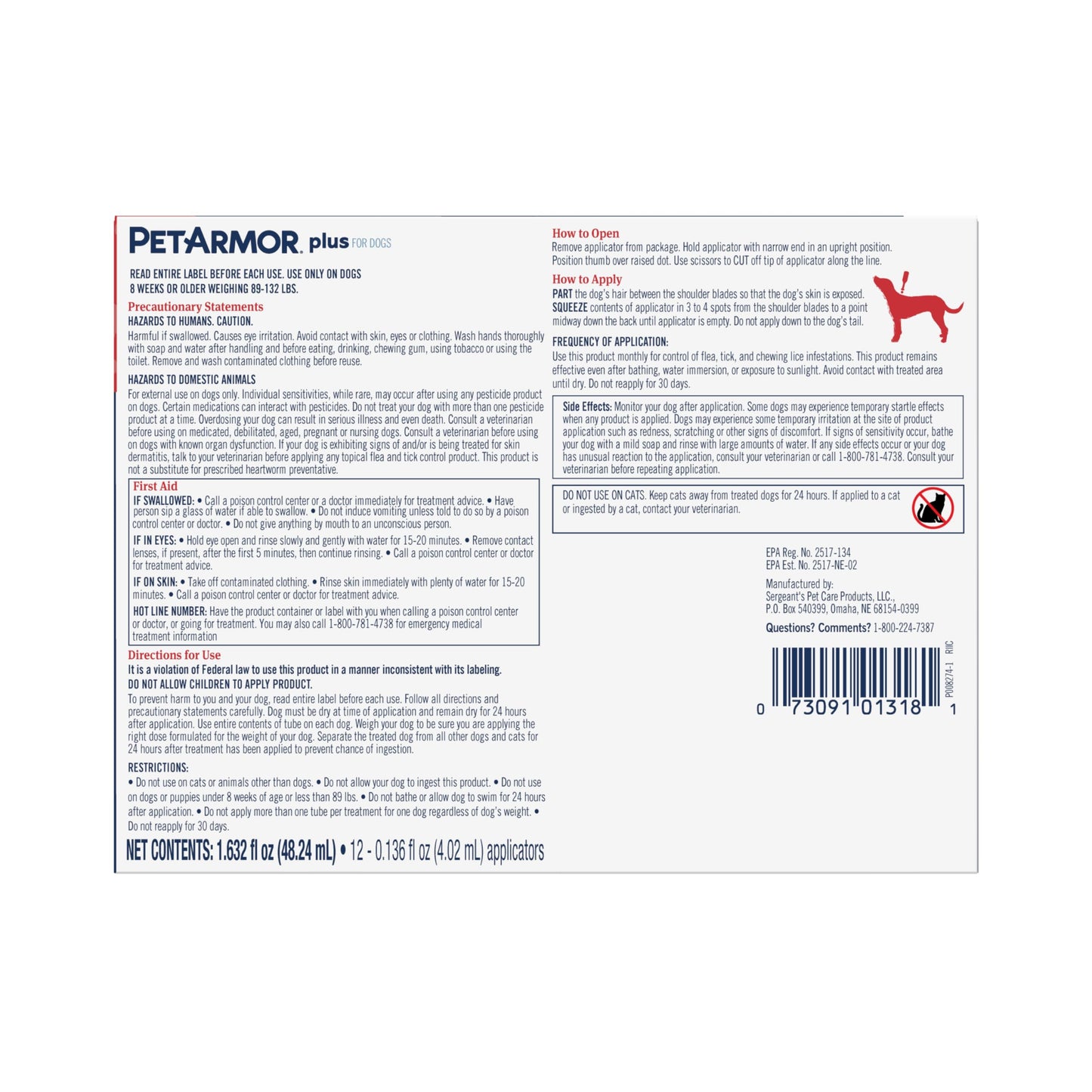 PetArmor Plus Flea and Tick Prevention for Cats, Cat Flea and Tick Treatment, 6 Dose, Waterproof Topical, Fast Acting, Cats Over 1.5 lbs