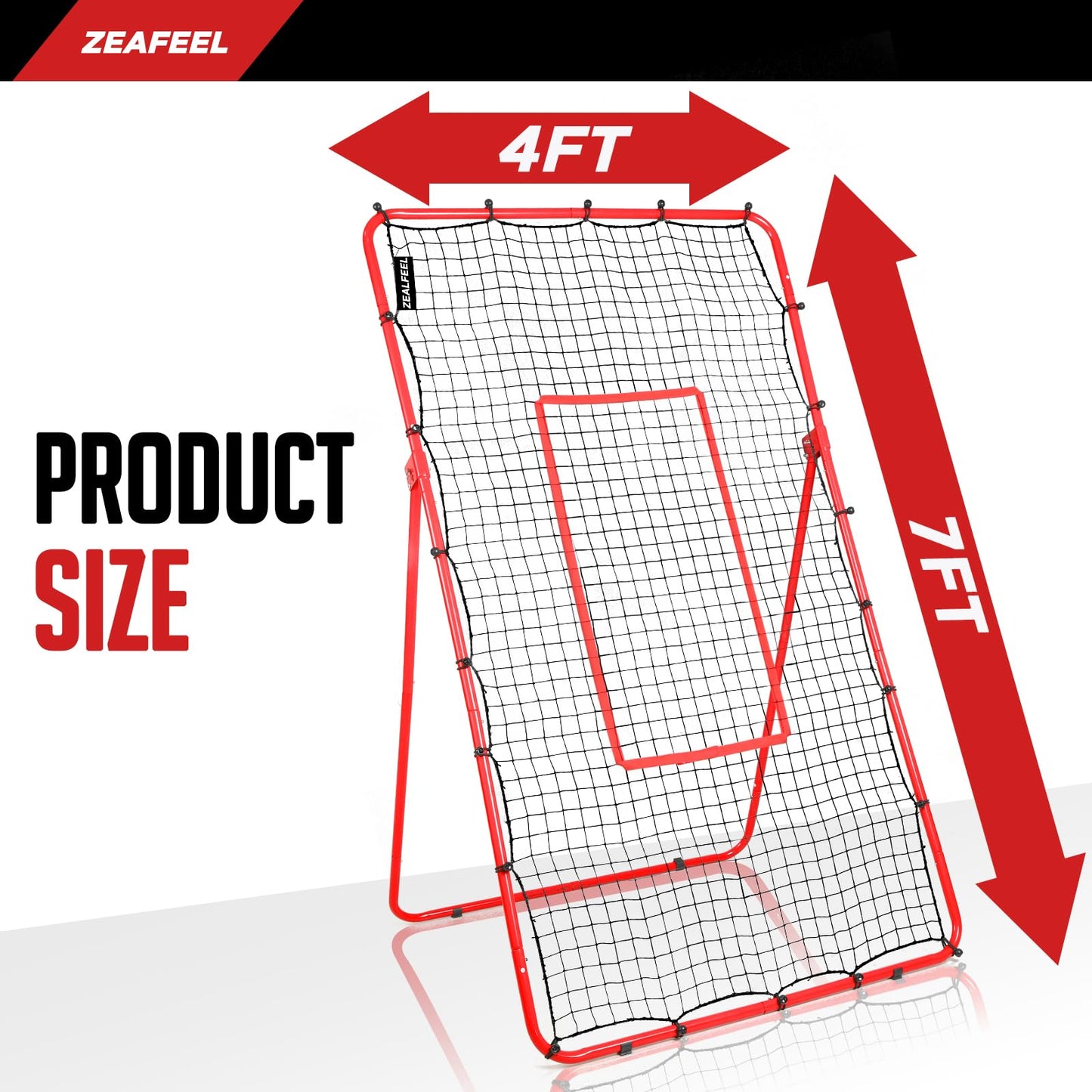 ZEALFEEL Volleyball Rebounder, 6-Angle Adjustable 4x7 FT Volleyball Rebounder Net with Steel Frame & High-Tension PE Netting, Volleyball Bounce Back Net Practice for Setting Spiking Bumping